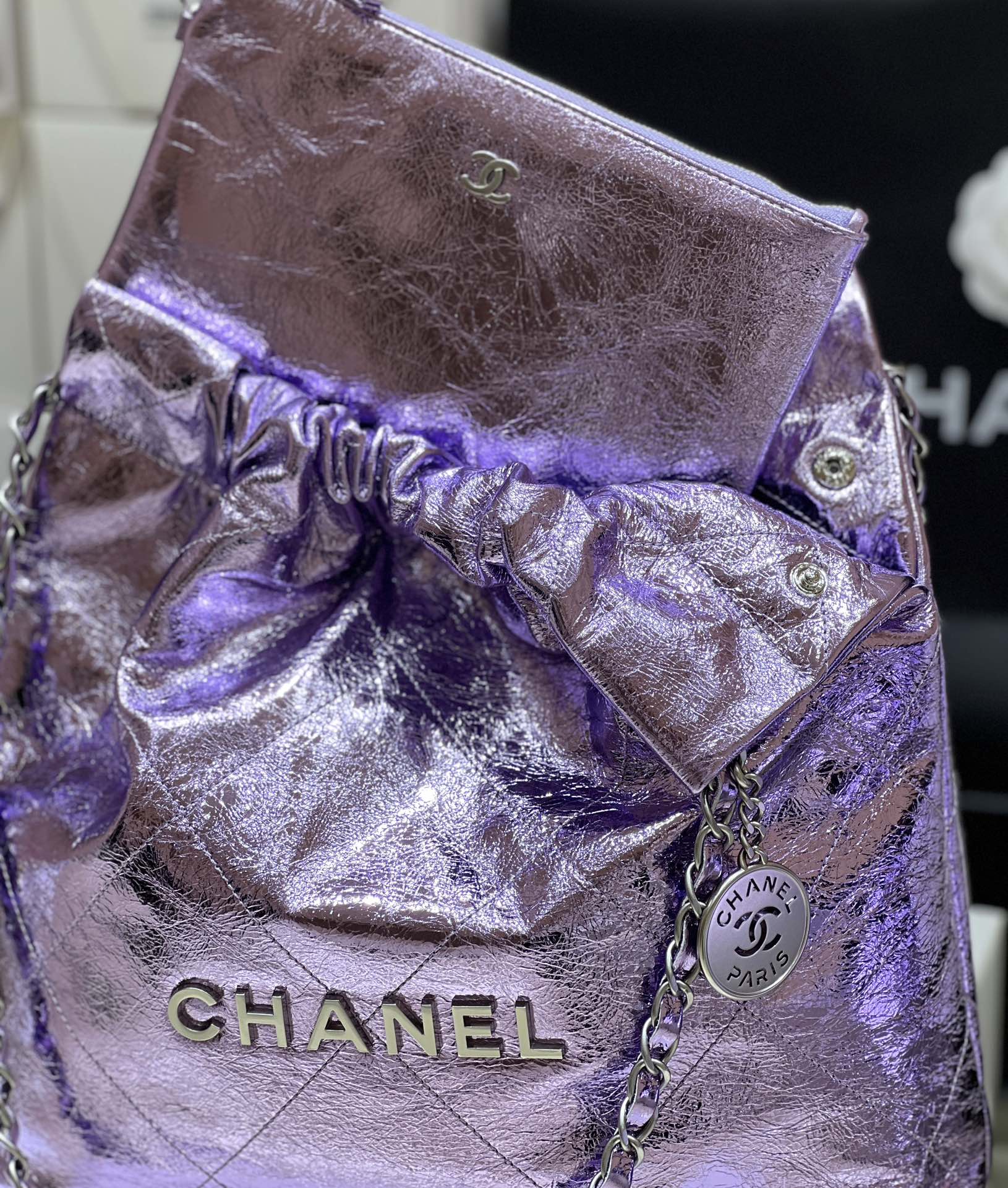 Сумка Chanel 25c 22 - металлизированная кожа - фиолетовая