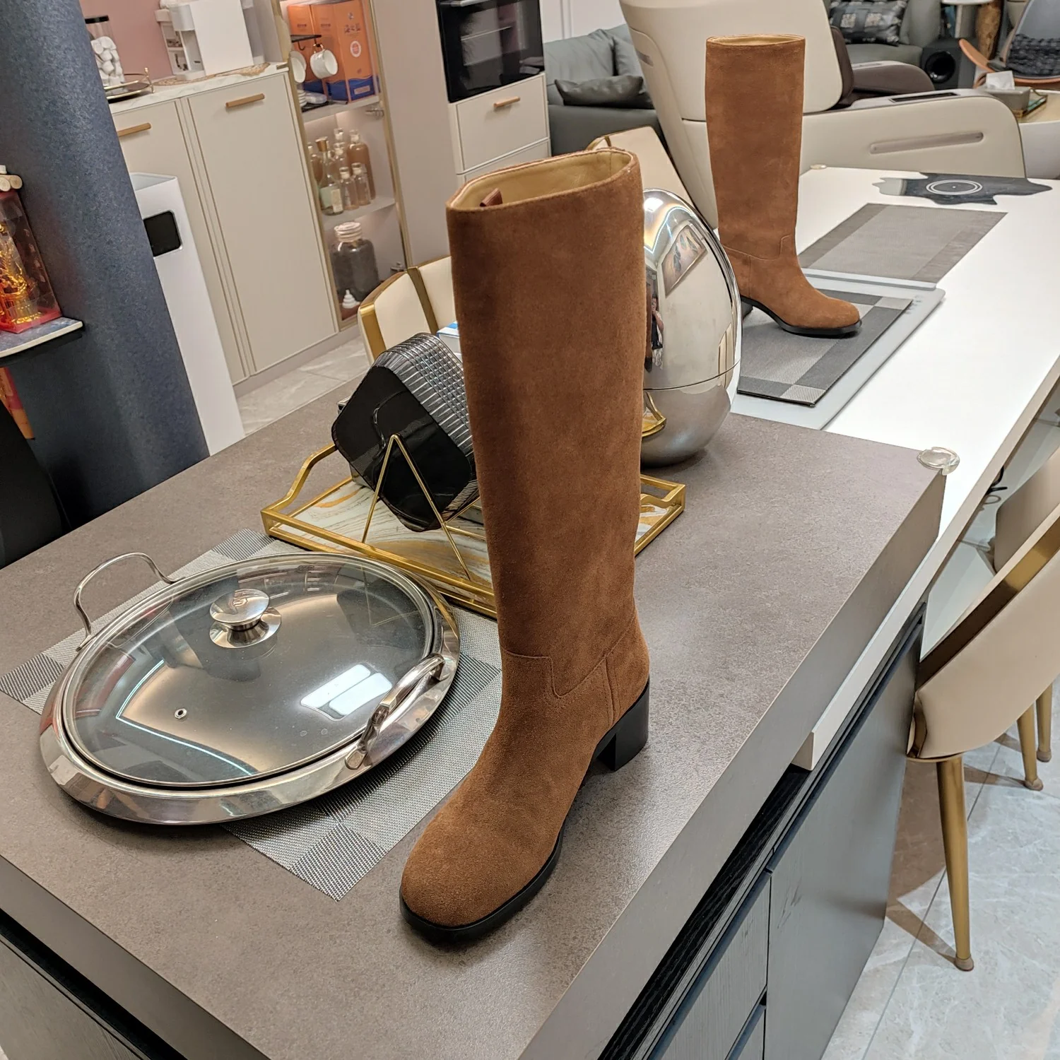 Сапоги для верховой езды Prada 2024 7-5 см - коричневые