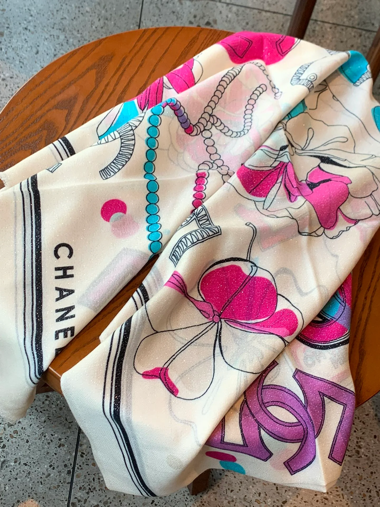 Chanel - Длинный шарф для девочек - 110-200 см - 100% высококачественный кашемир - белый