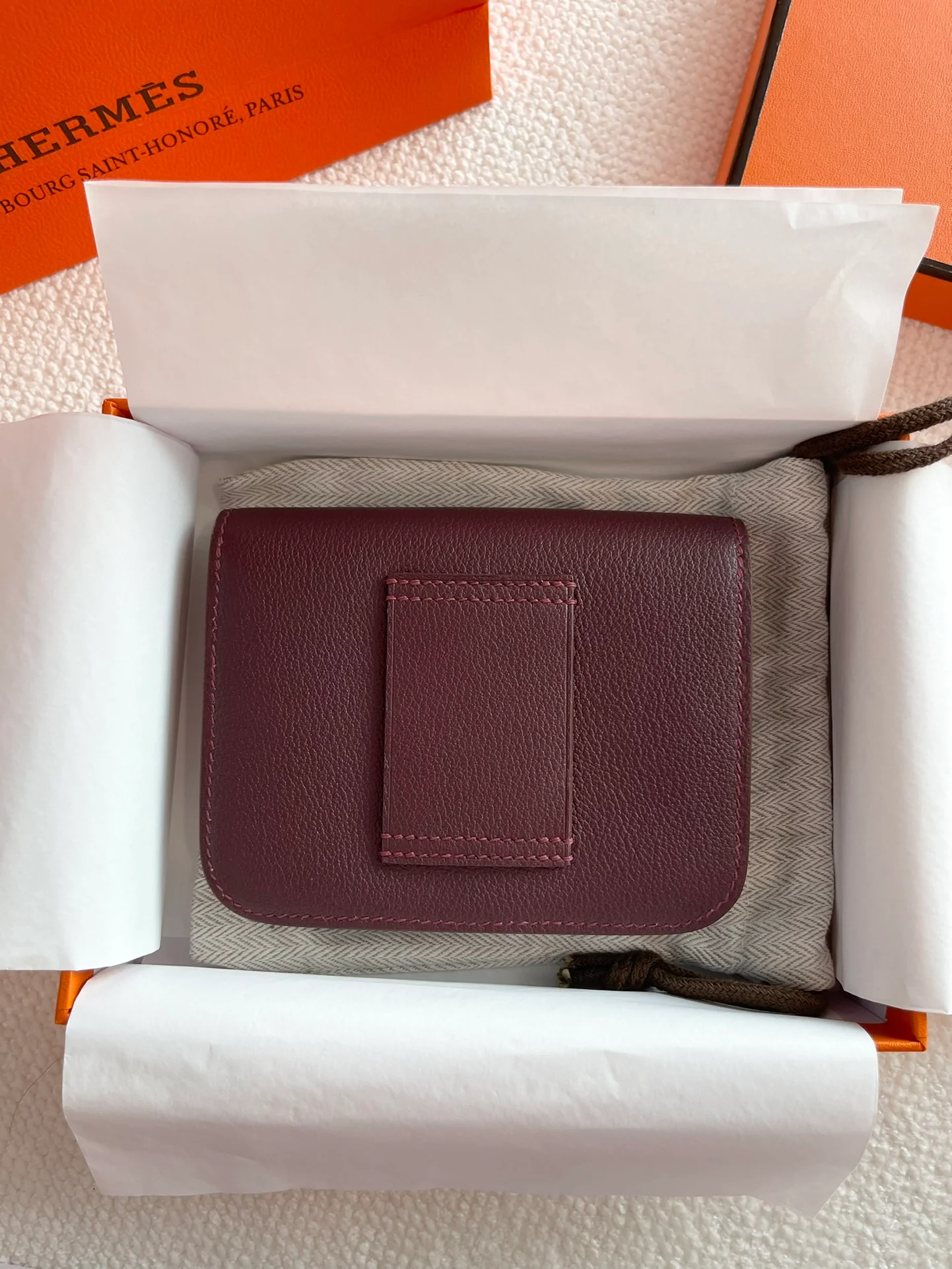 Hermes Constance Mini 19 Saddle Red Epsom Silver Buckle