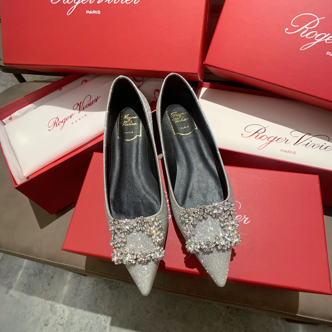 RV - Плоское дно - Шелк с пряжкой из страз - Серебристый