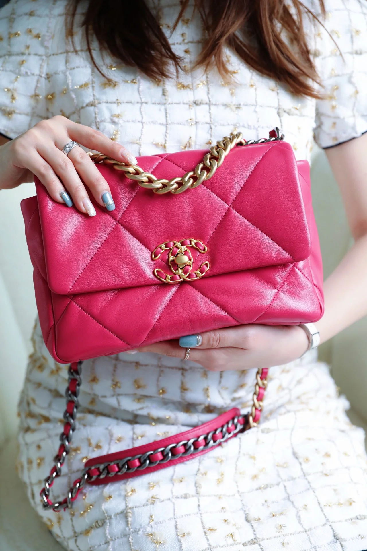 Сумка Chanel 19 - маленькая, розовая