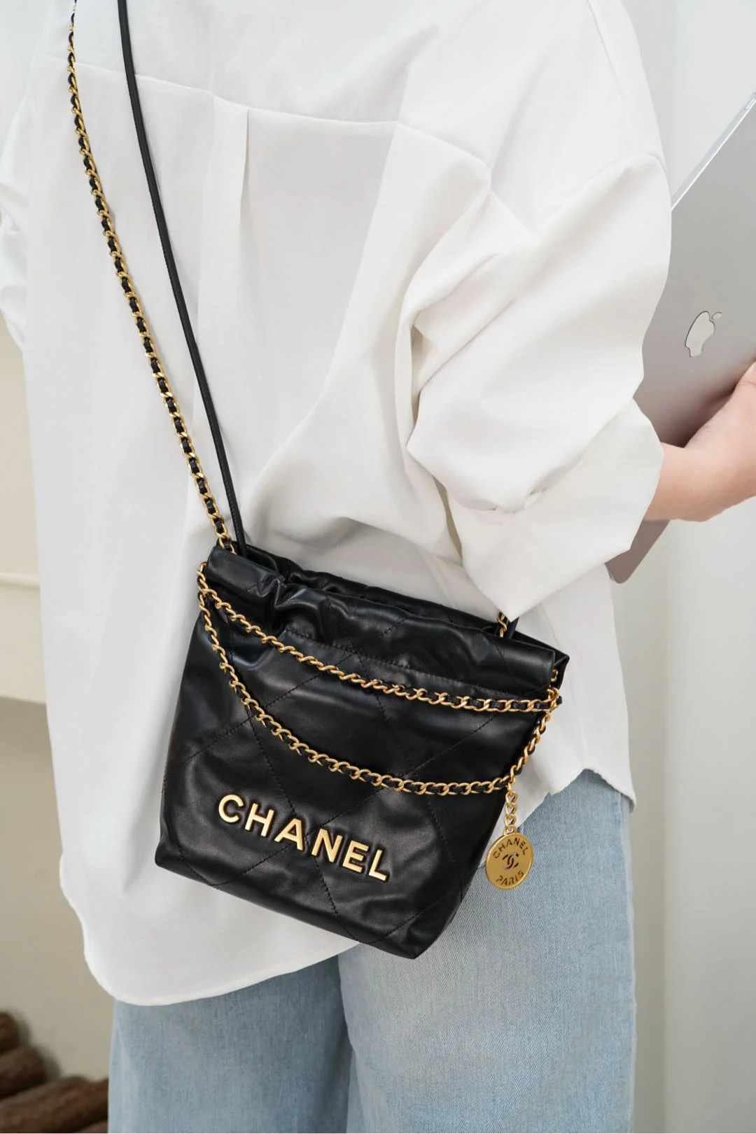 Мини-сумочка 23s-22 - Натуральная кожа - Черно-золотая