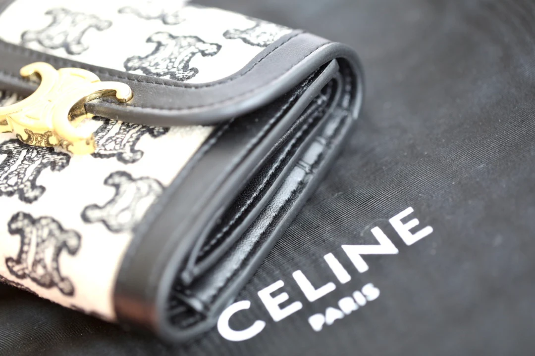 Маленький тканевый кошелек CCELINE Triomphe с вышивкой - черный