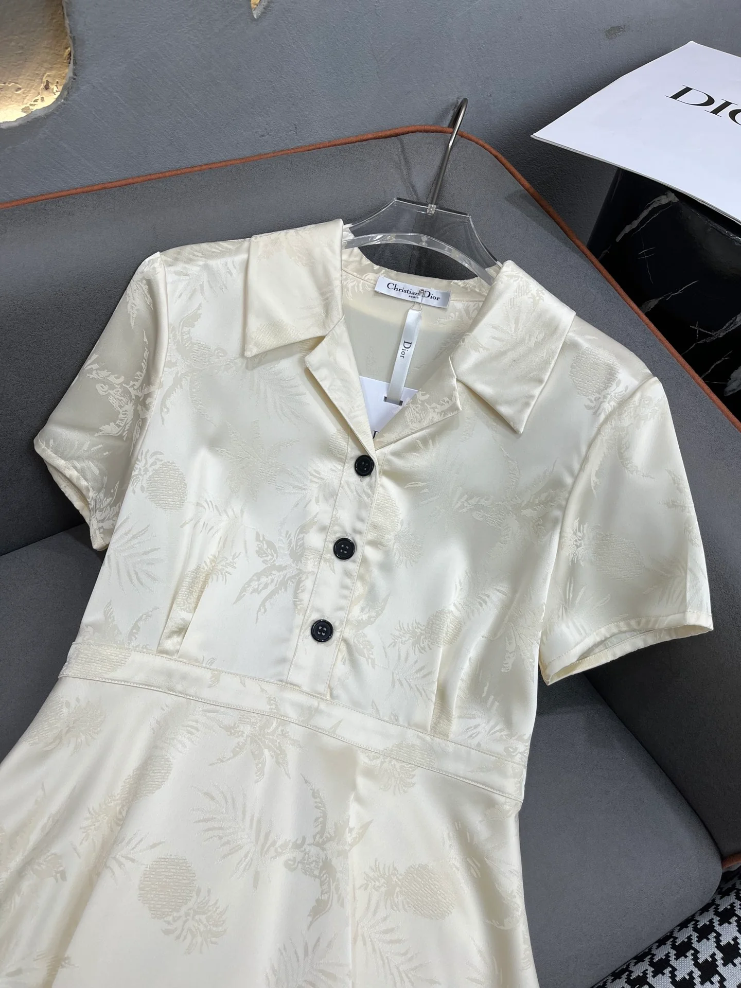 Летний комбинезон Dior 2403-24ss с отложным воротником - белый