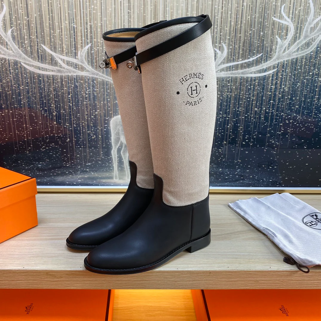 Длинные сапоги Hermes 2024 - черные