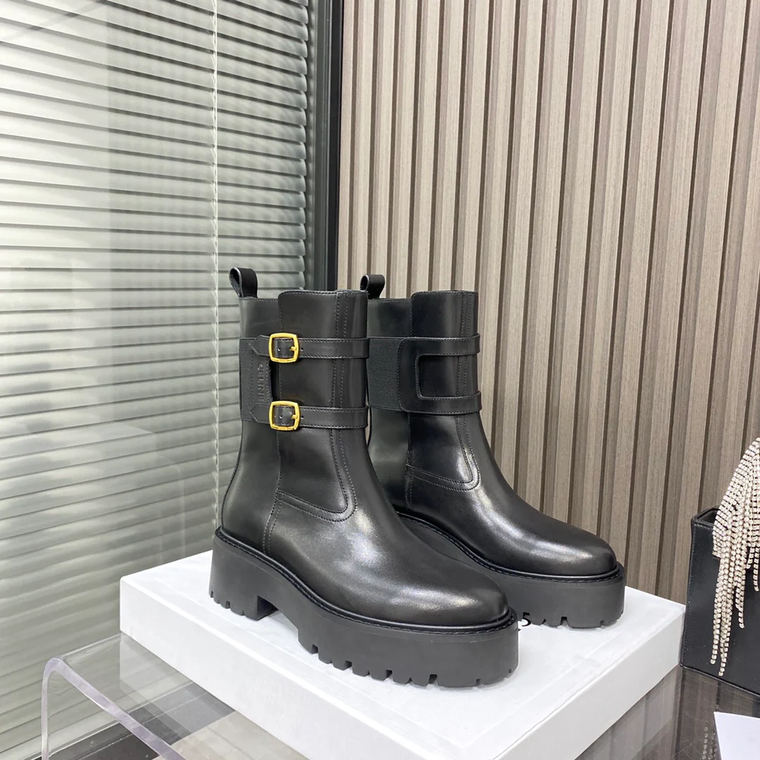 Ботинки Celine Martin на платформе с закругленным носком и завышенной высотой каблука