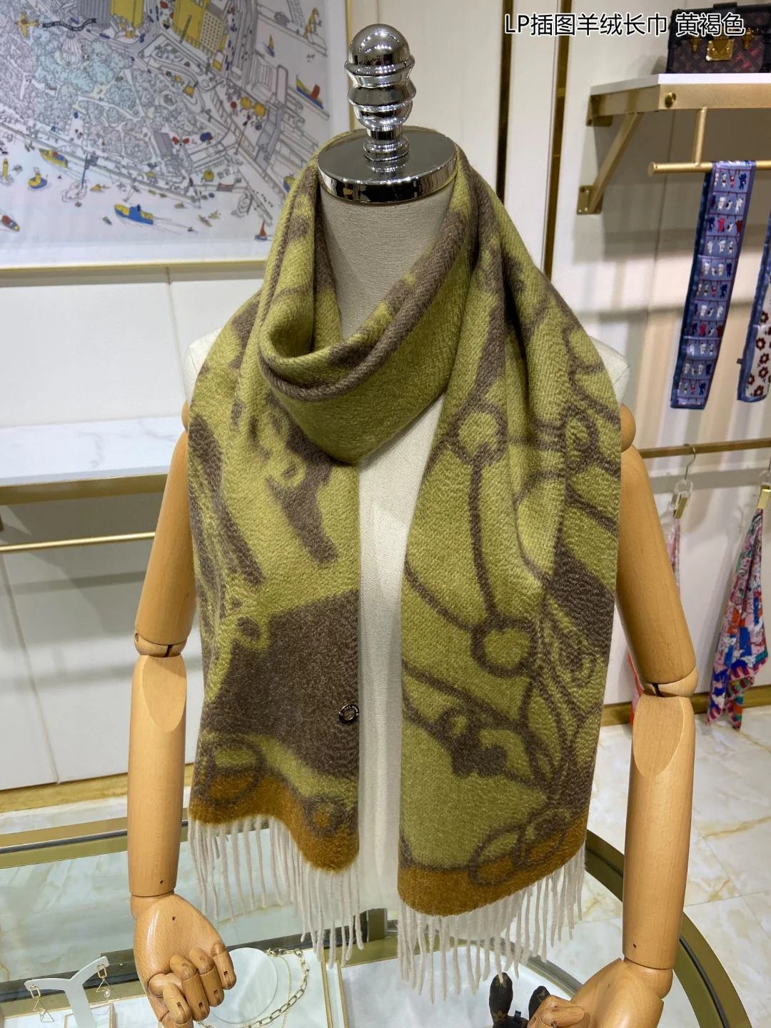 Длинный кашемировый шарф Loro Piana - Illustrated - 33 см - 190 см - 100 см - Кашемир - Коричневый