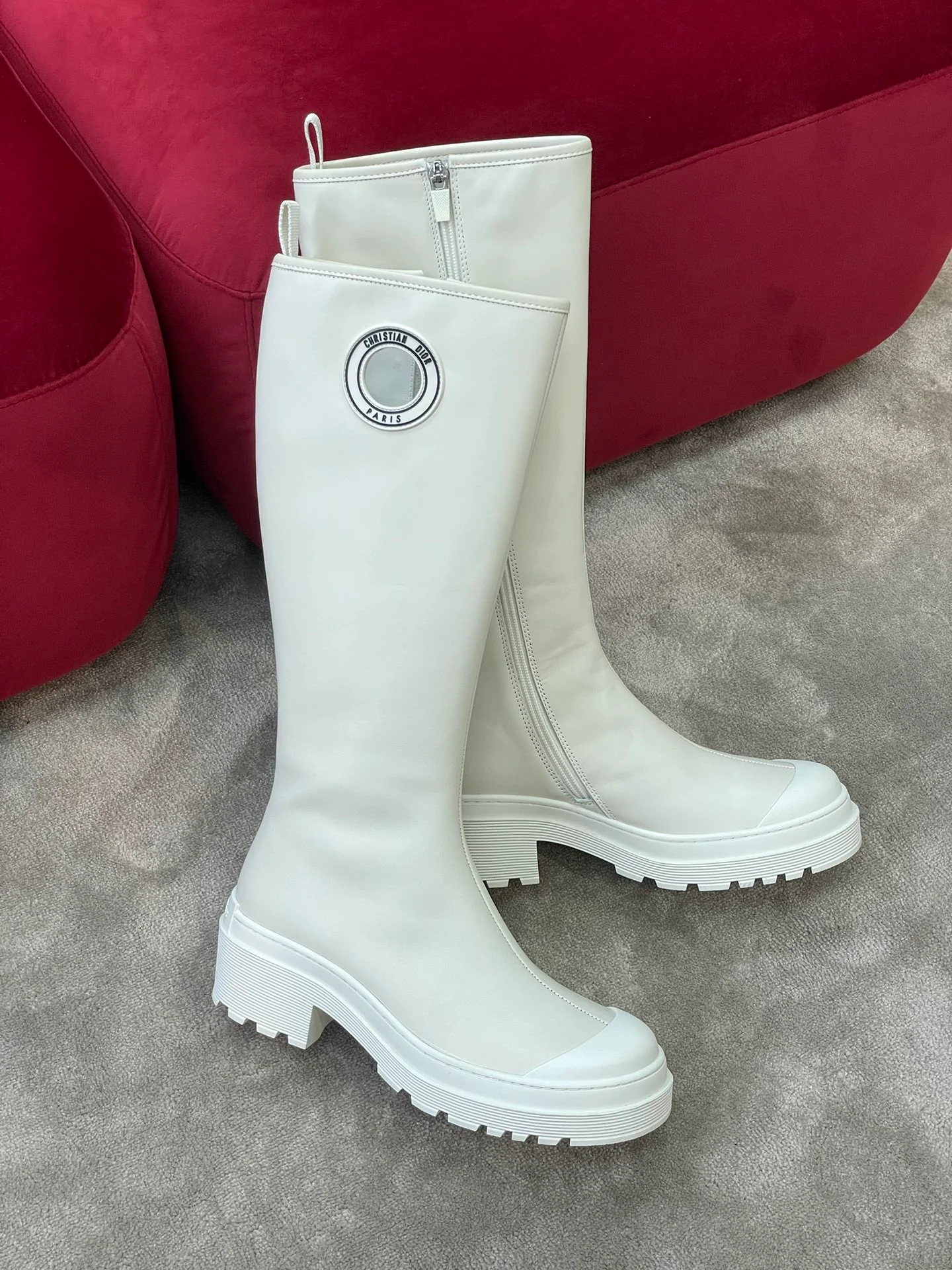Новинка сезона осень/зима 2022 от Dior - Ботинки на платформе - Белые