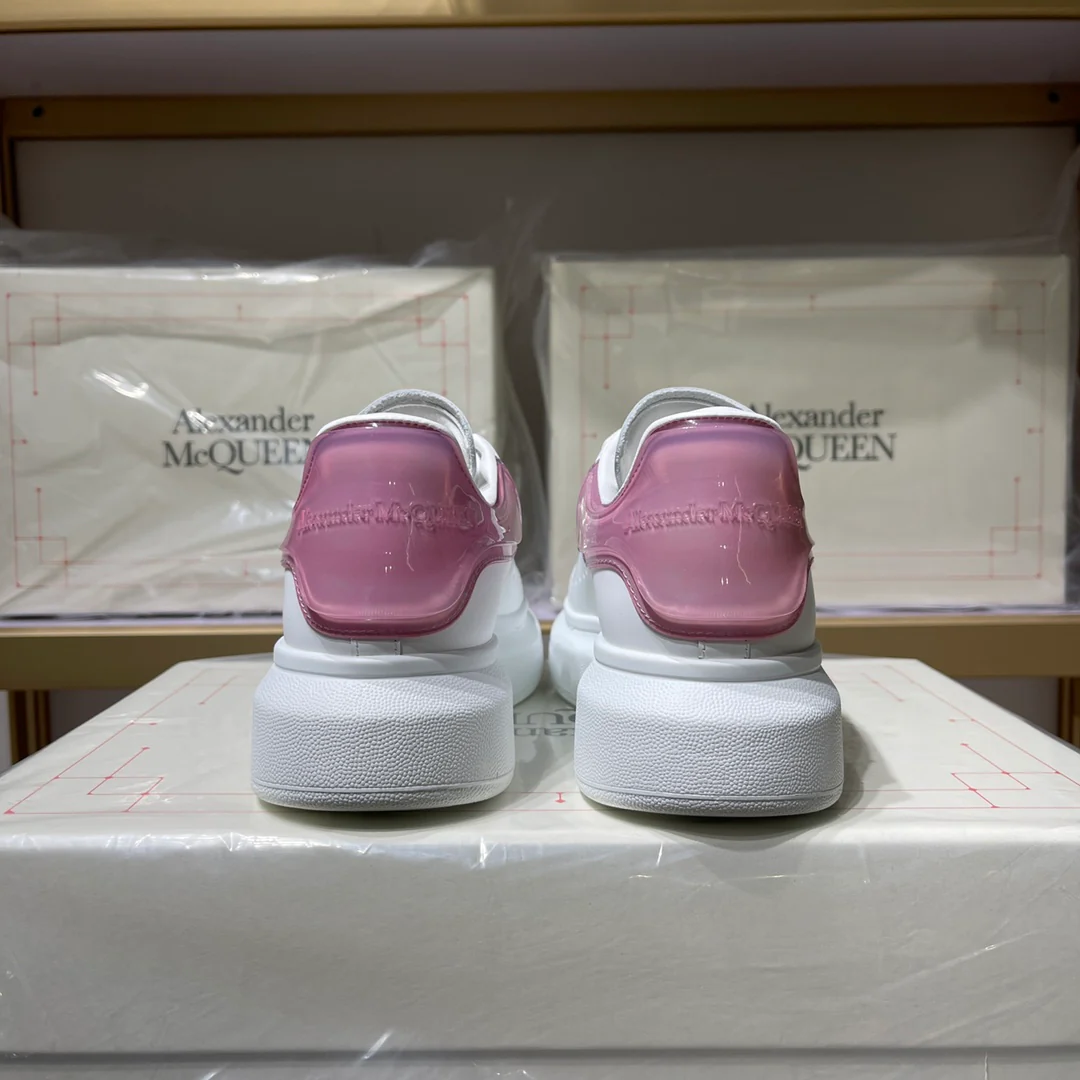 Классические белые кроссовки McQueen - унисекс - фиолетовый каблук - премиум-версия