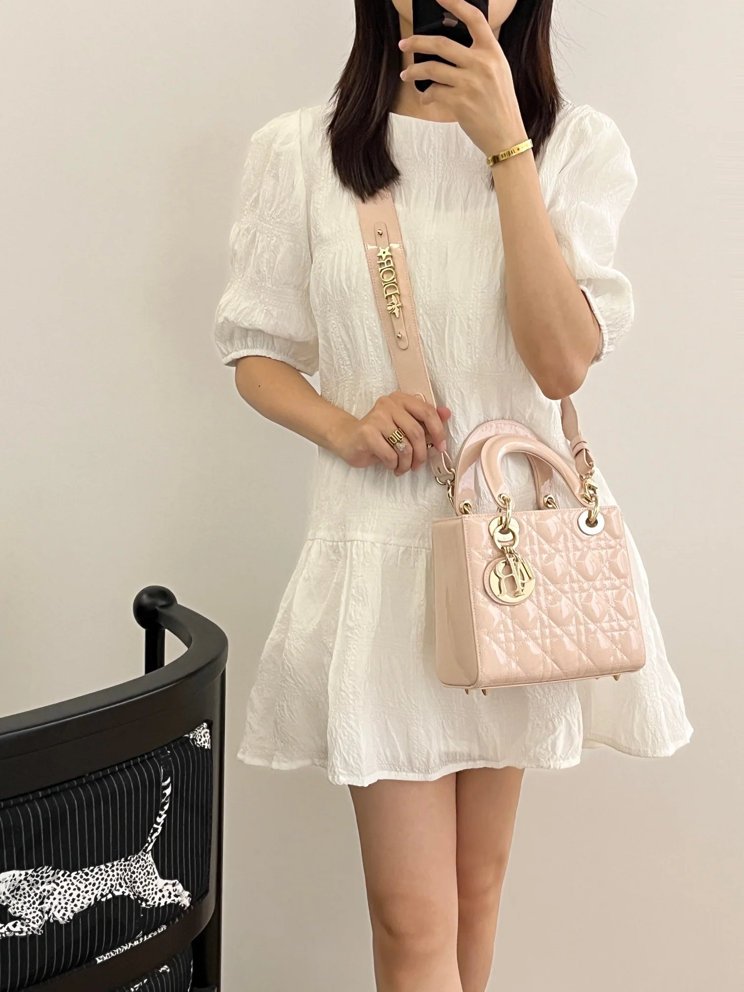 Dior Lady Patent Leather Sweet Pink Small