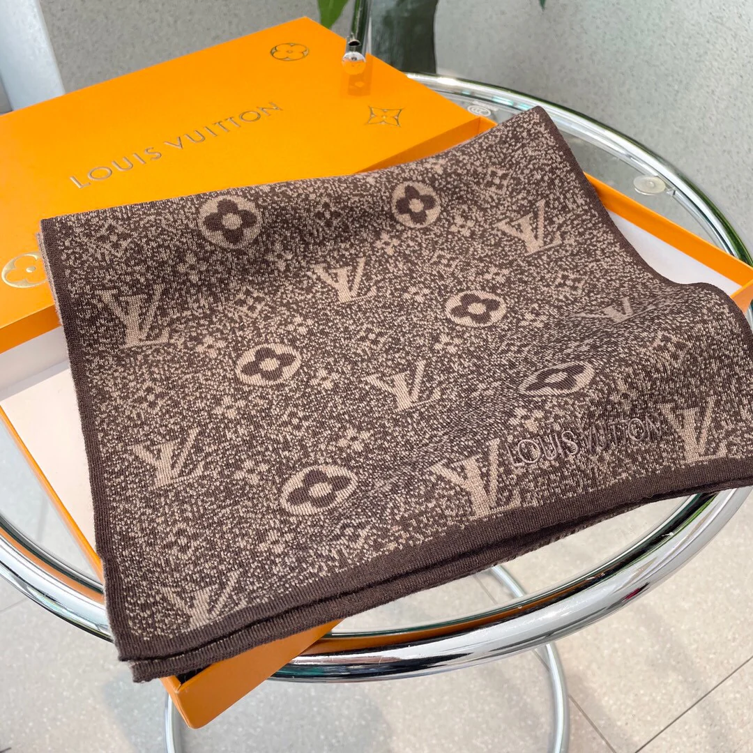 LV - Высококачественный кашемировый шарф - 180 см - 32 см - 100 см - Импортный вязаный кашемир - 1