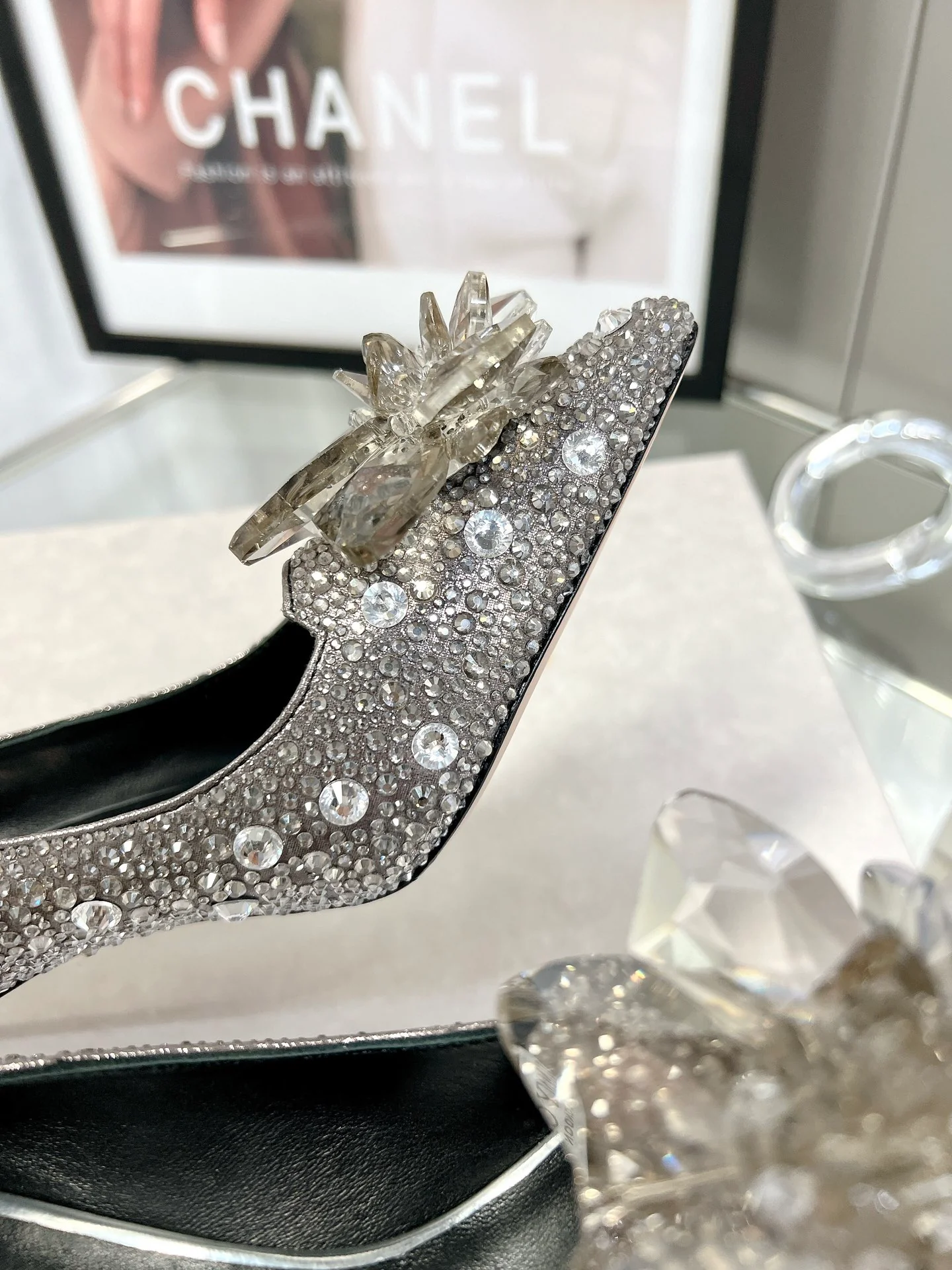 Свадебные туфли Jimmy Crystal - на высоком каблуке - серо-черные