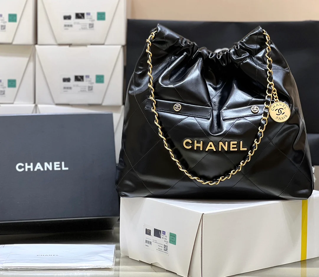 Мусорный мешок Chanel 22bag с двумя отделениями - черный