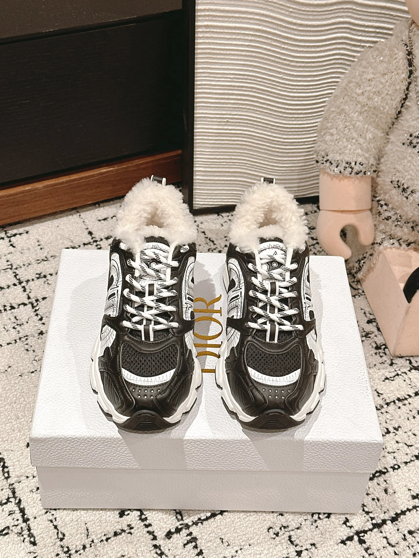 Шерстяные кроссовки Dior 2024 - черные