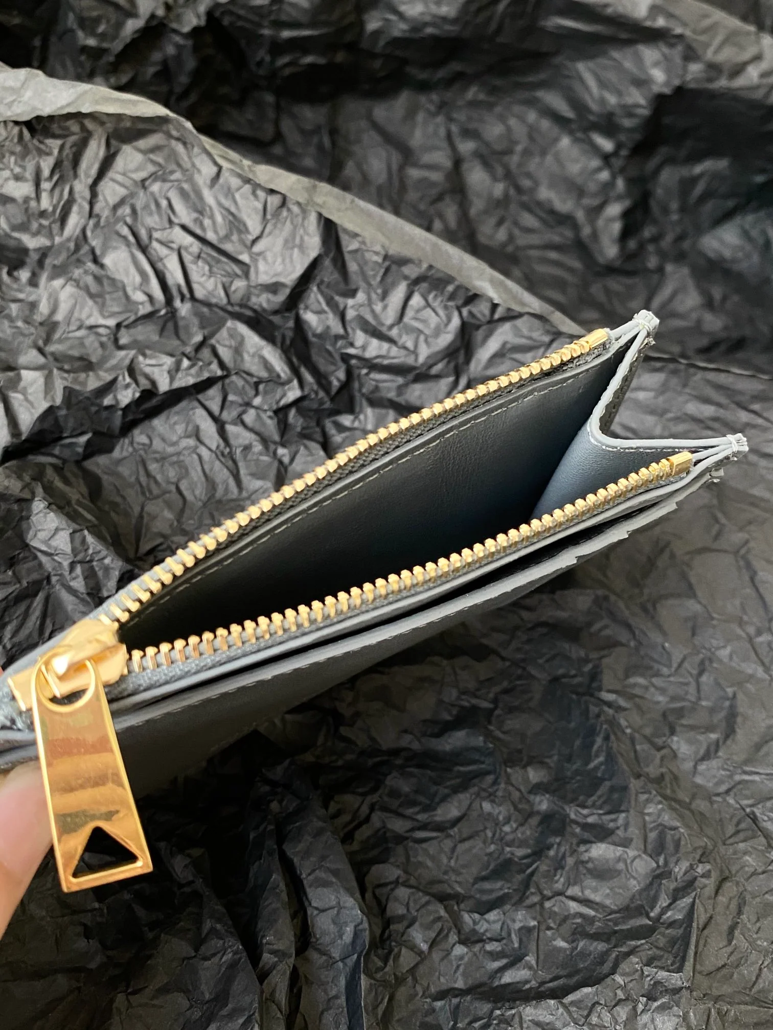 BV-大格子 编织 拉链卡包 零钱包 12x8x0.5cm