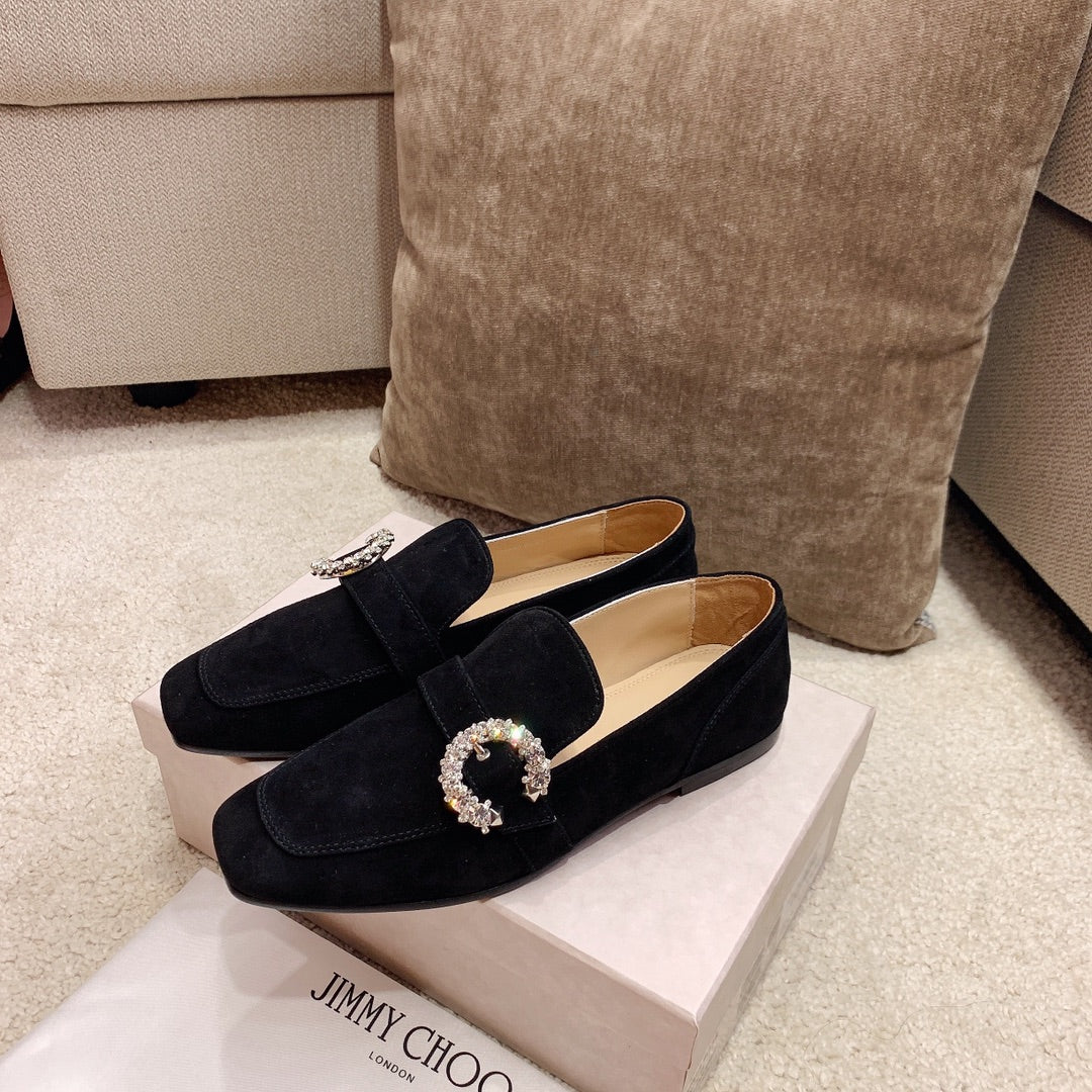 Лоферы Jimmy Sparkling Crystal - черные