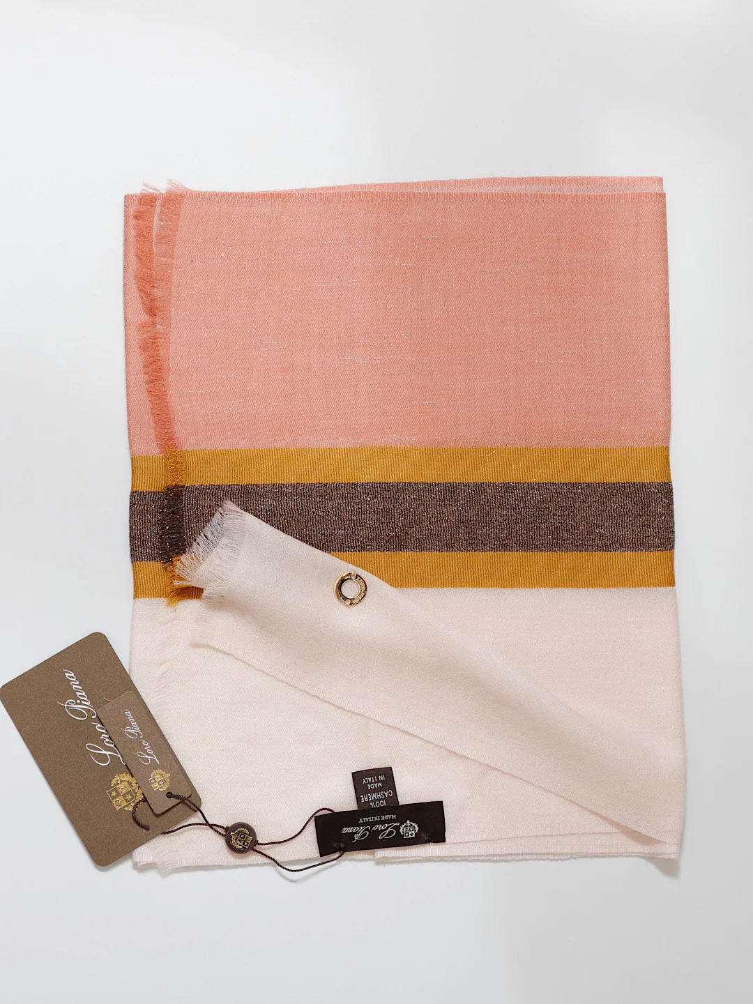 Ультратонкий шерстяной шарф Loro Piana с цветовыми блоками - превосходный блеск - 30 см - 180 см - 3