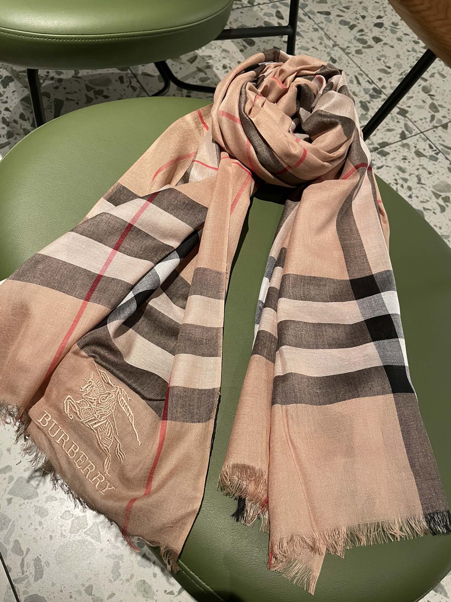 Классический клетчатый шарф для верховой езды Burberry - 80-190 см - Кашемир Кашмир Хайленд