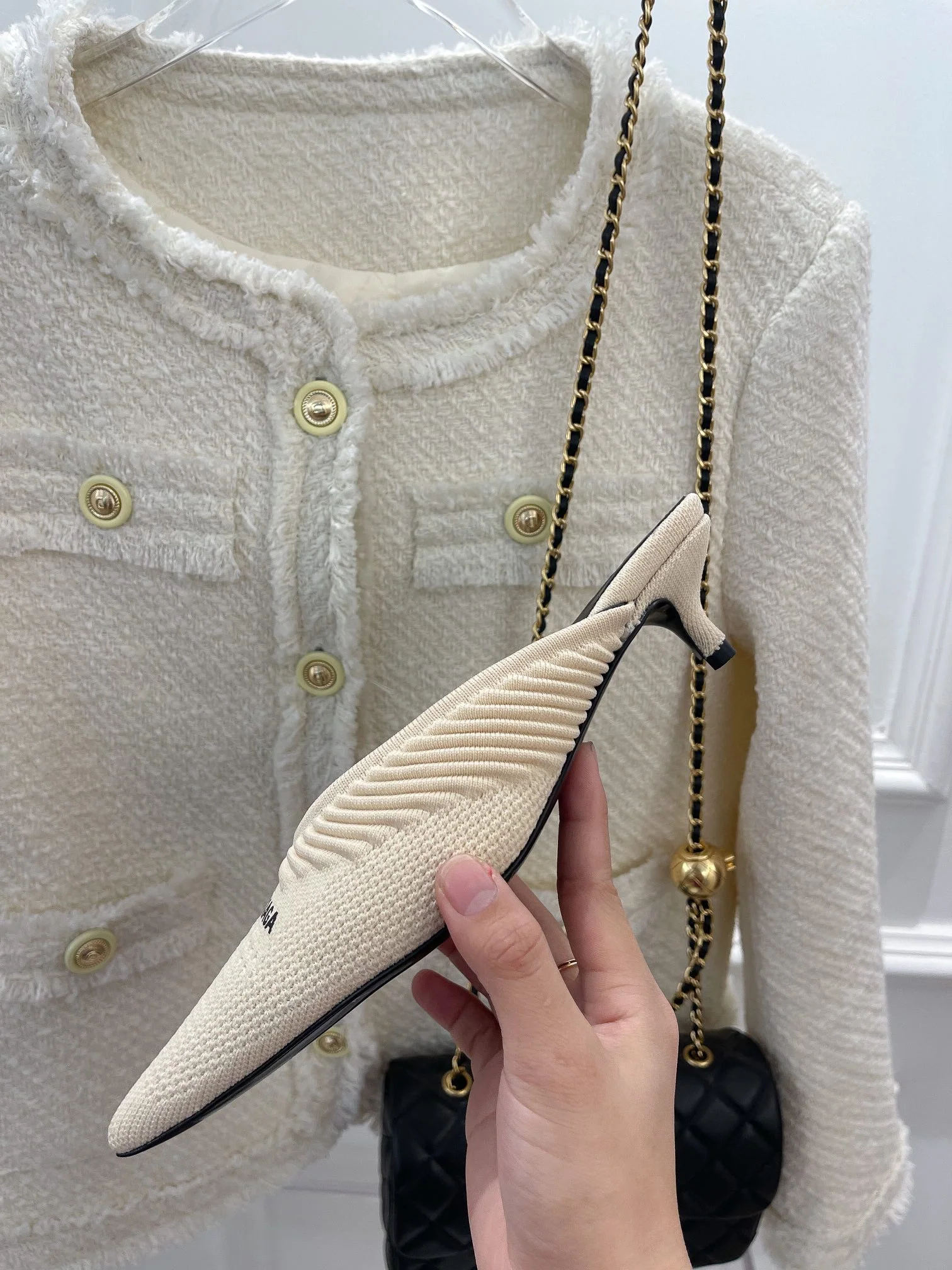 Balenciaga - Трикотажная ткань - Сандалии на низком каблуке