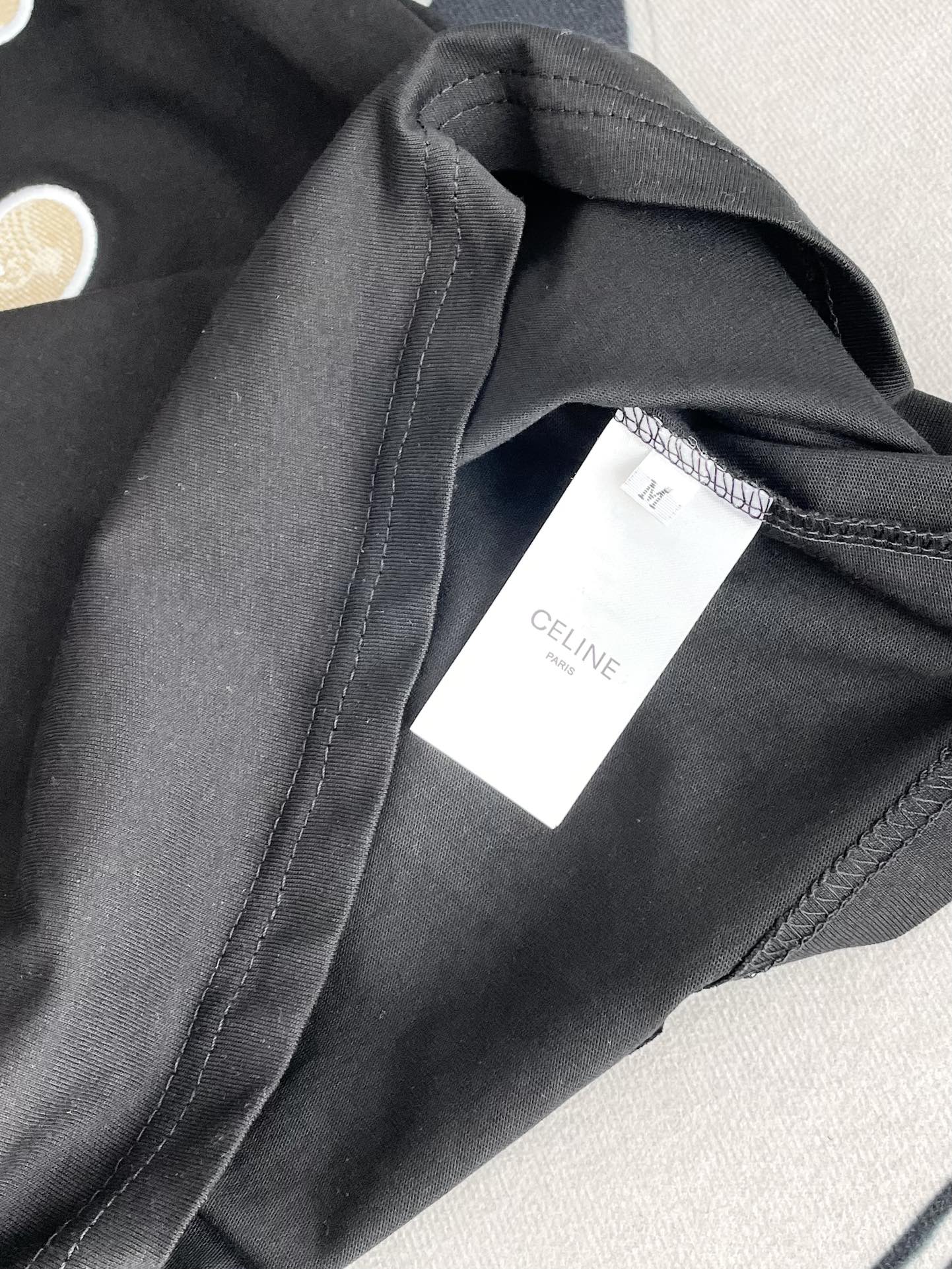 Джинсовая блузка Celine 2404 Jacquard Arc de Triomphe с коротким рукавом - черная