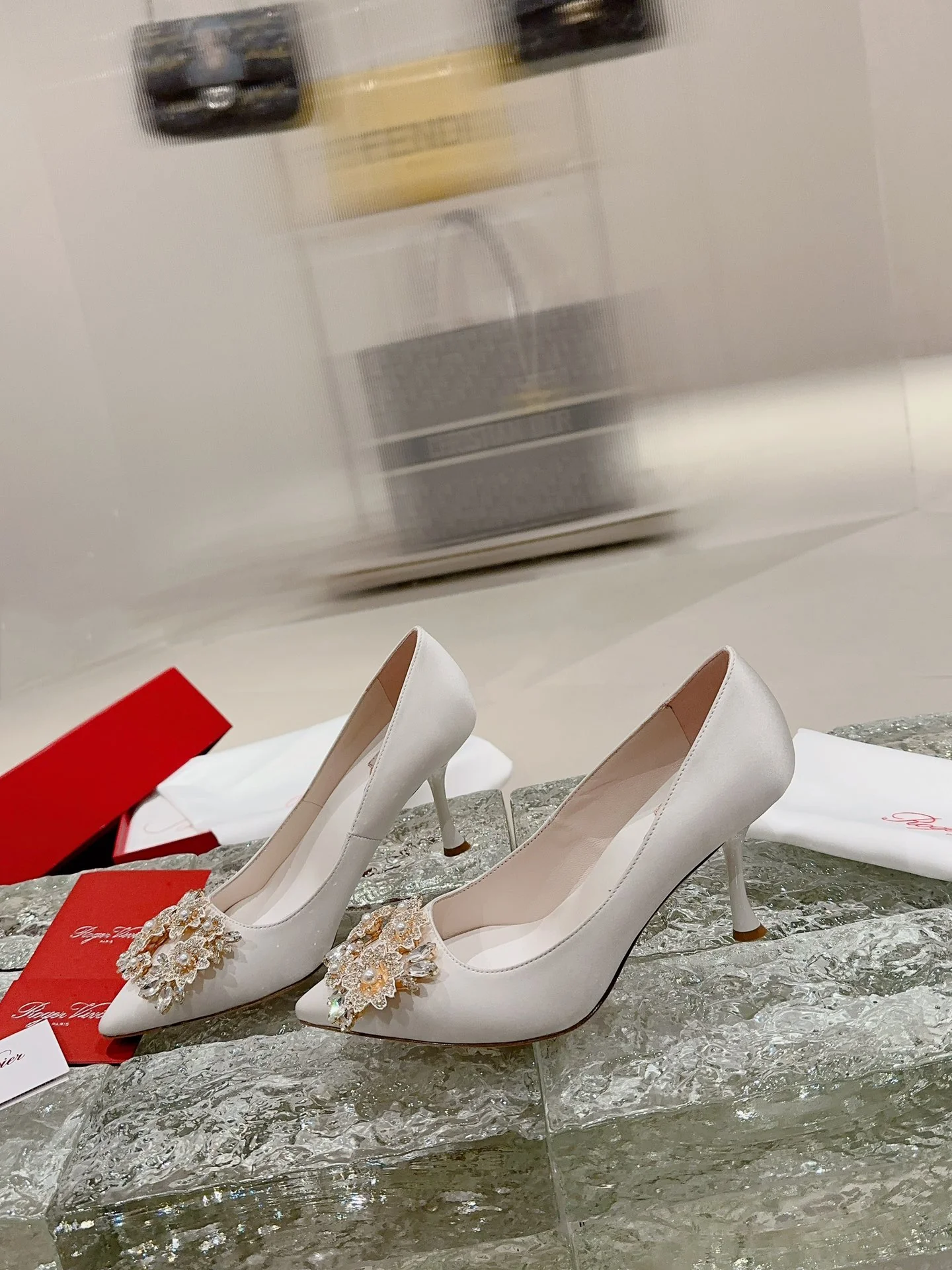 Туфли с квадратным носком и пряжкой - 2024 - Высокие каблуки - Белые