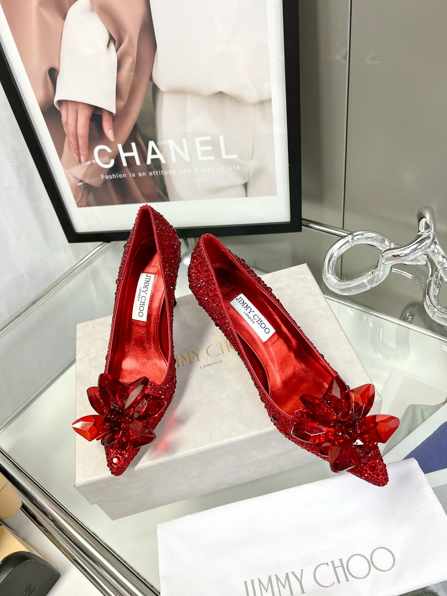 Свадебные туфли Jimmy Crystal - на высоком каблуке - красные