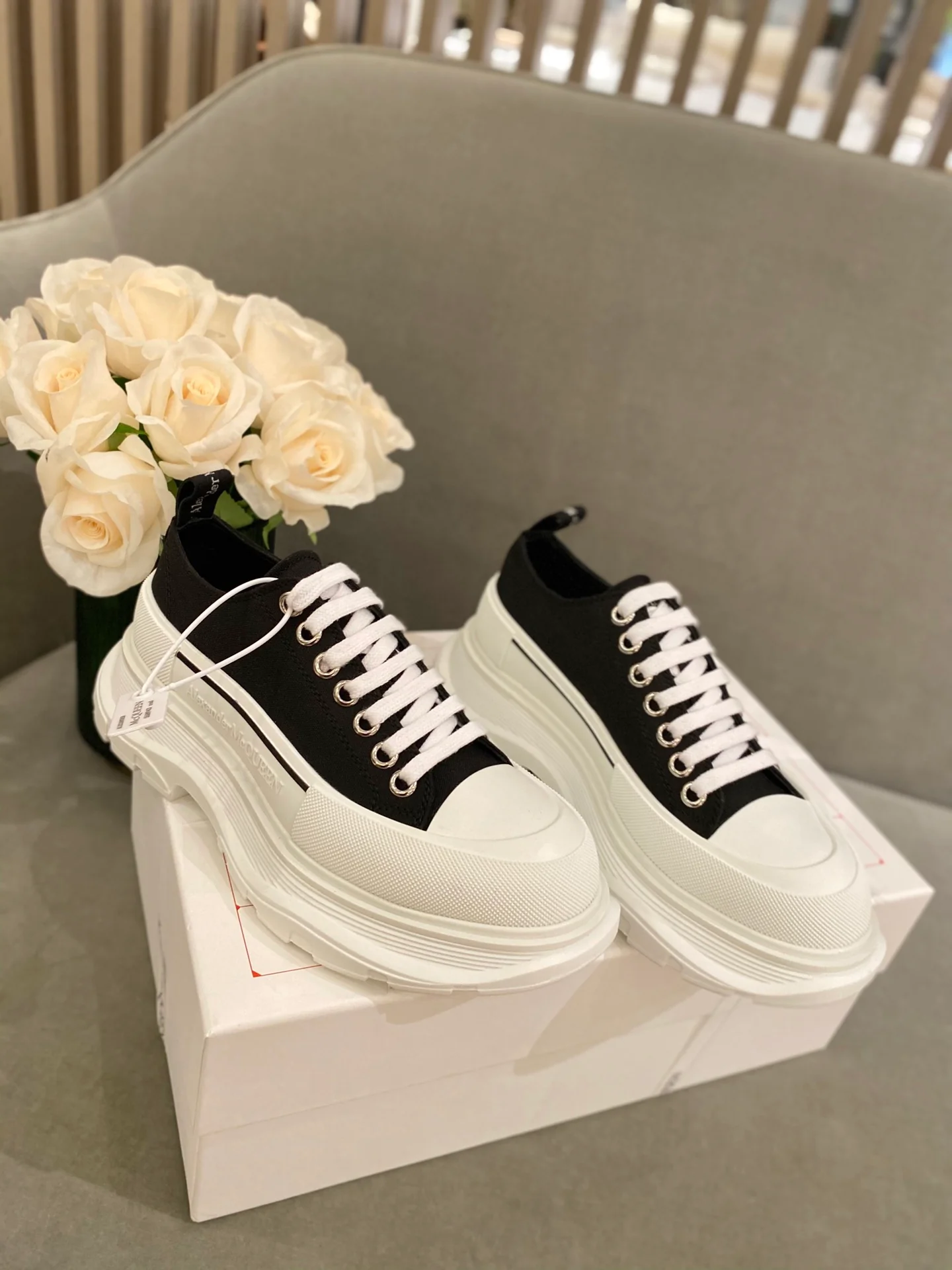 Кроссовки на платформе McQueen из парусины - унисекс - черные