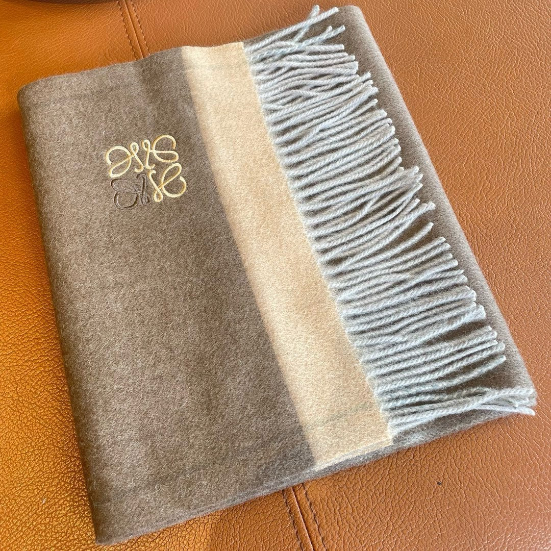 Двусторонний шарф Loewe 2024 - 180-30 - Коричневый