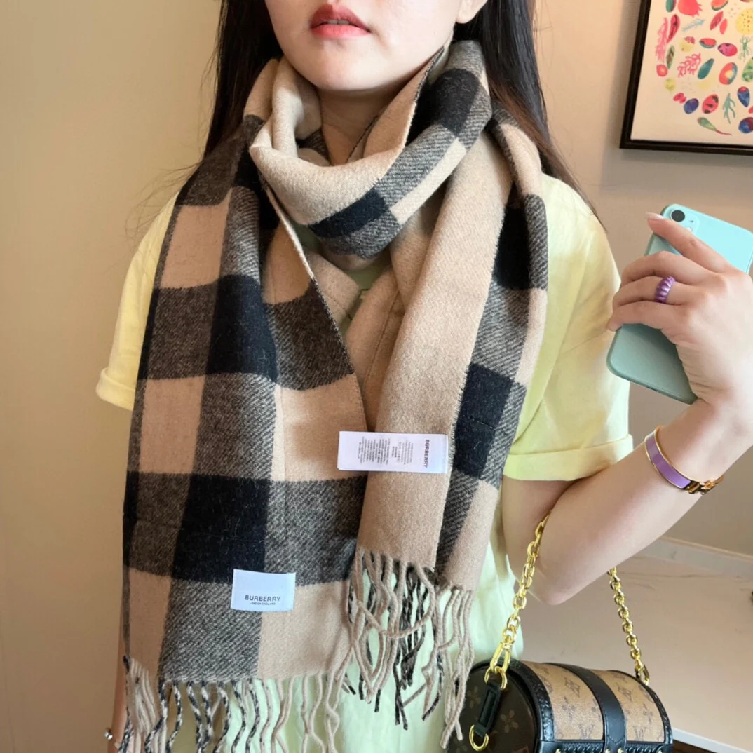 Шарф/шаль Burberry с карманом - 40 см - 200 см - 100% кашемир - коричневый