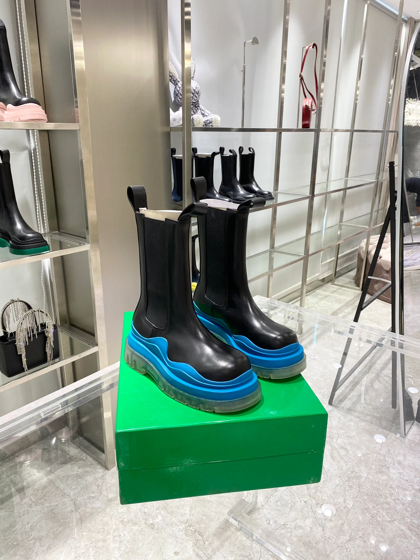 Обувь BV - BV - синяя подошва - до середины икры - ботинки Martin на платформе