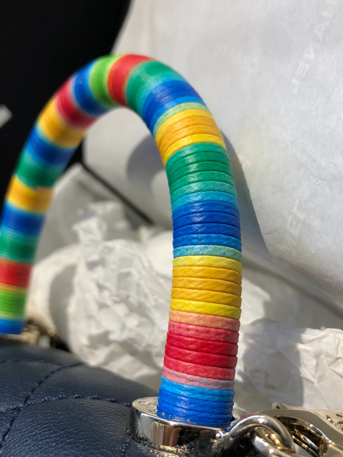 Мини-сумочка Chanel Coco Handle Rainbow Bag - темно-синяя