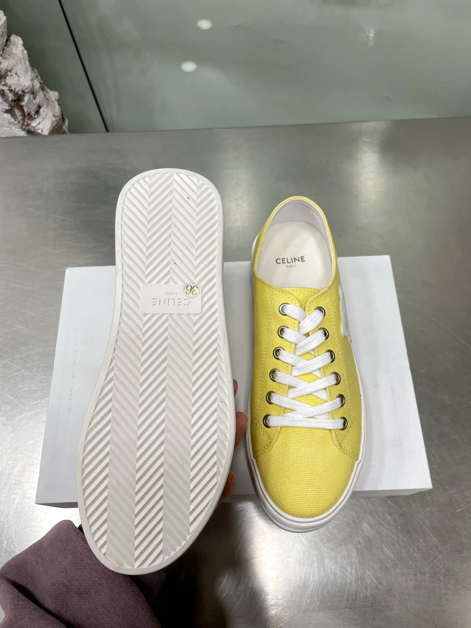 Celine - Желтые парусиновые туфли на платформе