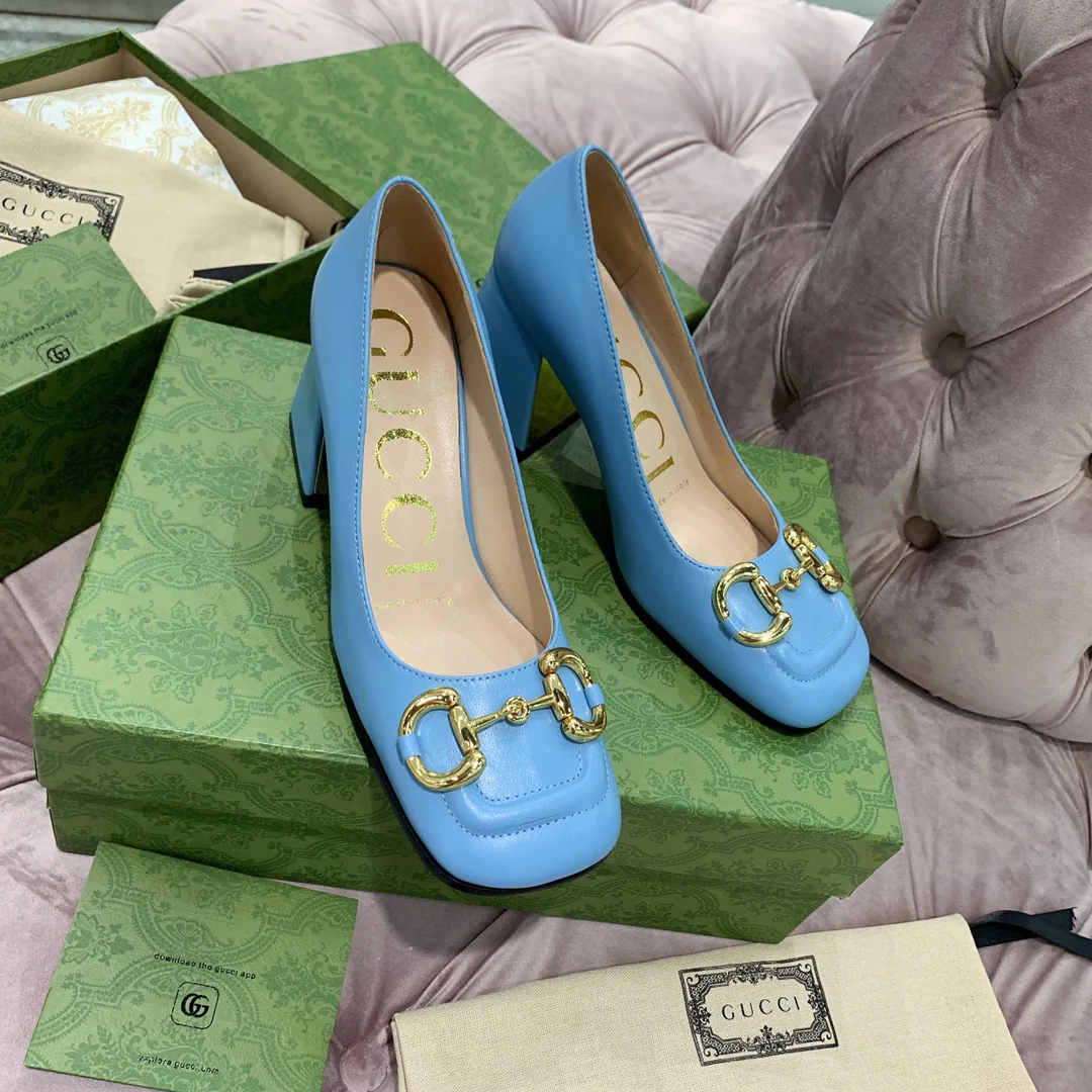 Туфли Gucci в стиле ретро с квадратным носком и массивным каблуком - 1