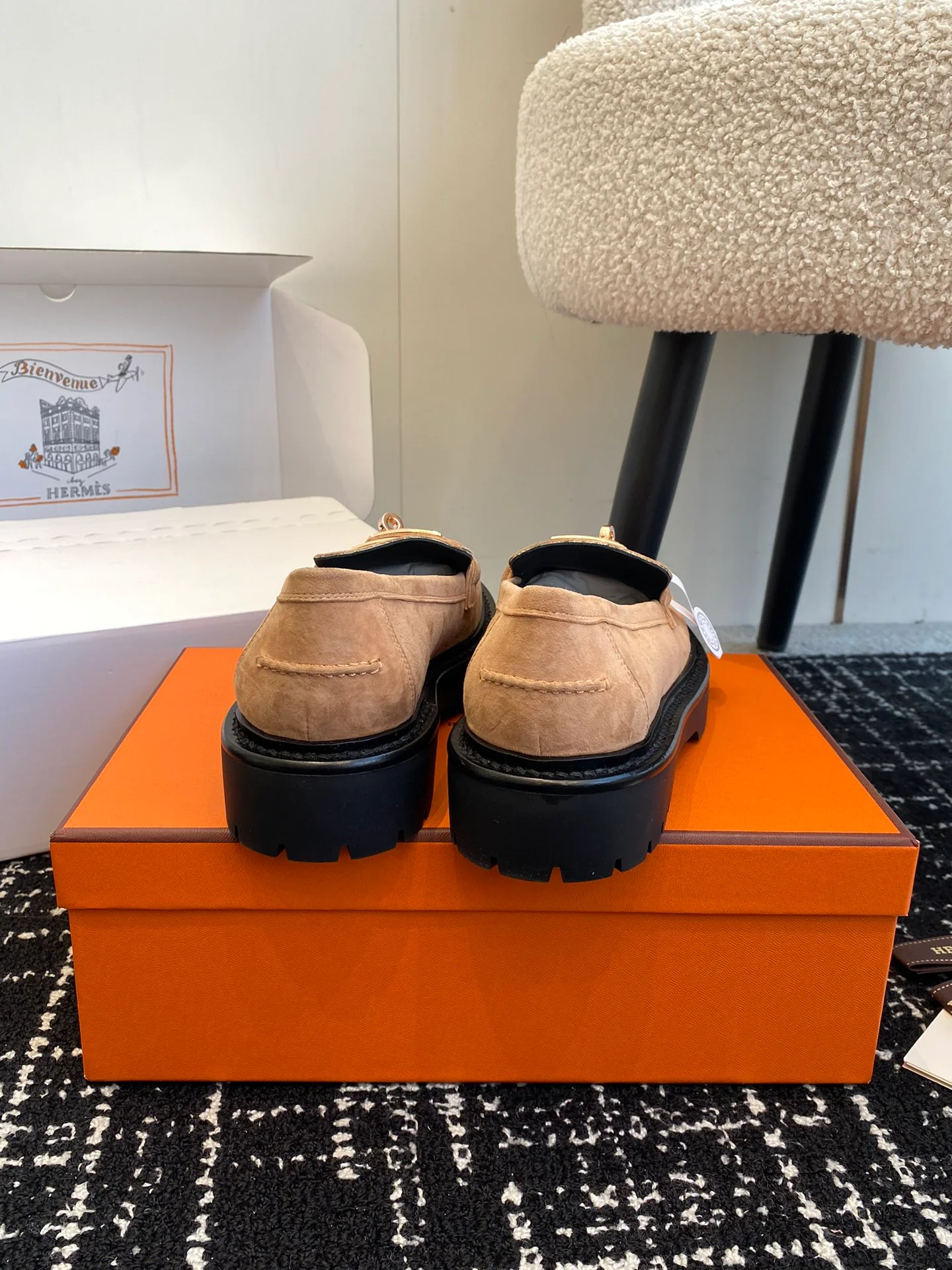 Лоферы Hermes Kelly Buckle 2024 — коричневые