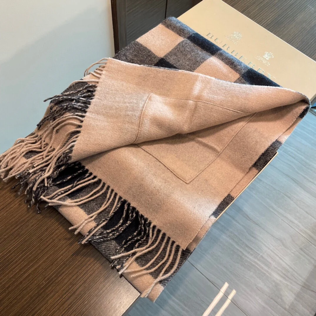 Шарф/шаль Burberry с карманом - 40 см - 200 см - 100% кашемир - коричневый