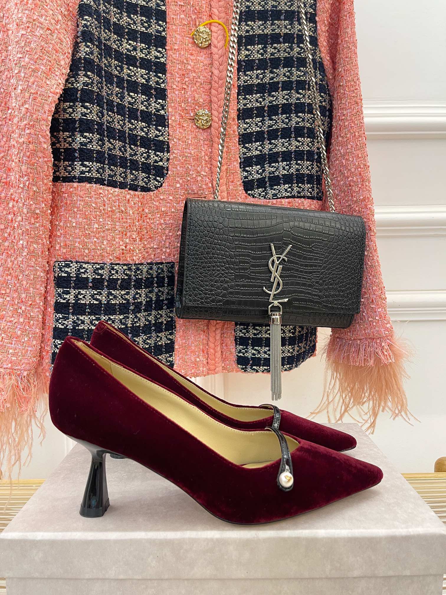 Классические туфли на высоком каблуке Jimmy с жемчужным верхом - красные