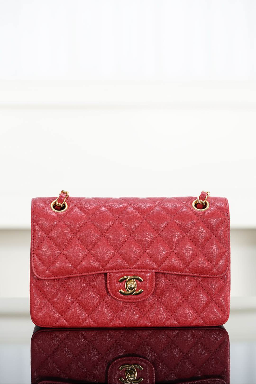 Chanel Classic Flap Leather - Red - Small