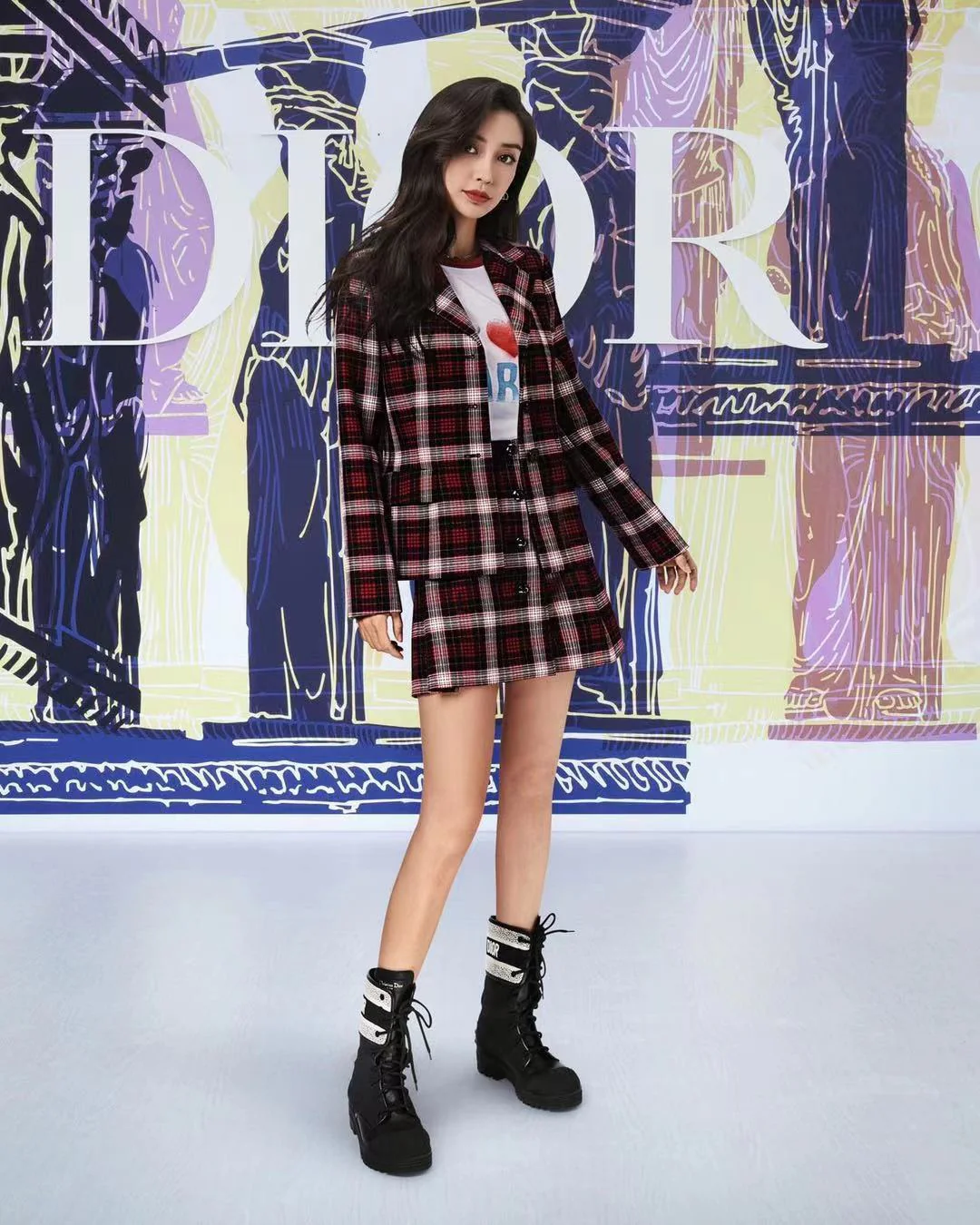 Ботинки Dior в стиле подиума - серия d-major - ботинки Martin на шнуровке до середины икры с цветовыми блоками