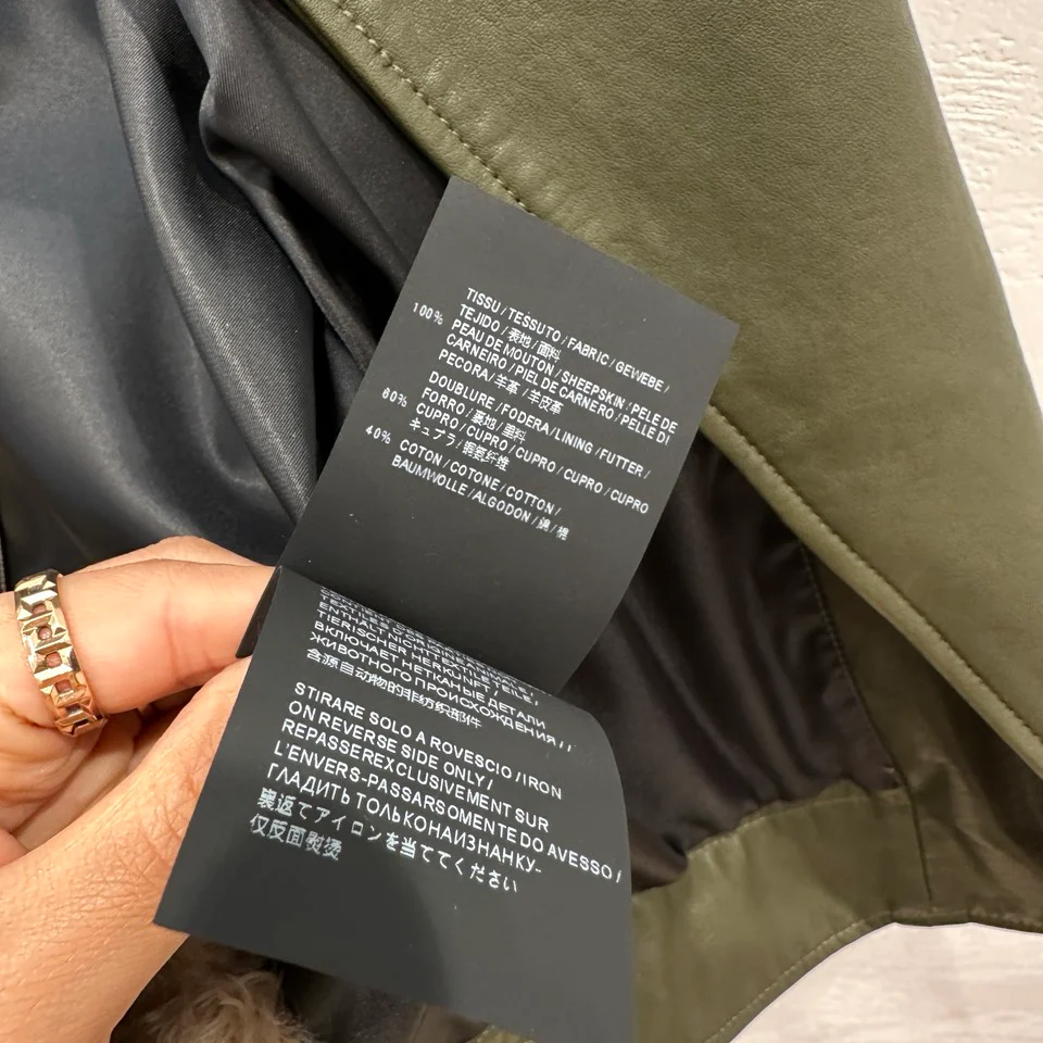 Balenciaga - 2403 - Новинка ранней весны - Стильная кожаная мотоциклетная куртка - Оливково-зеленый