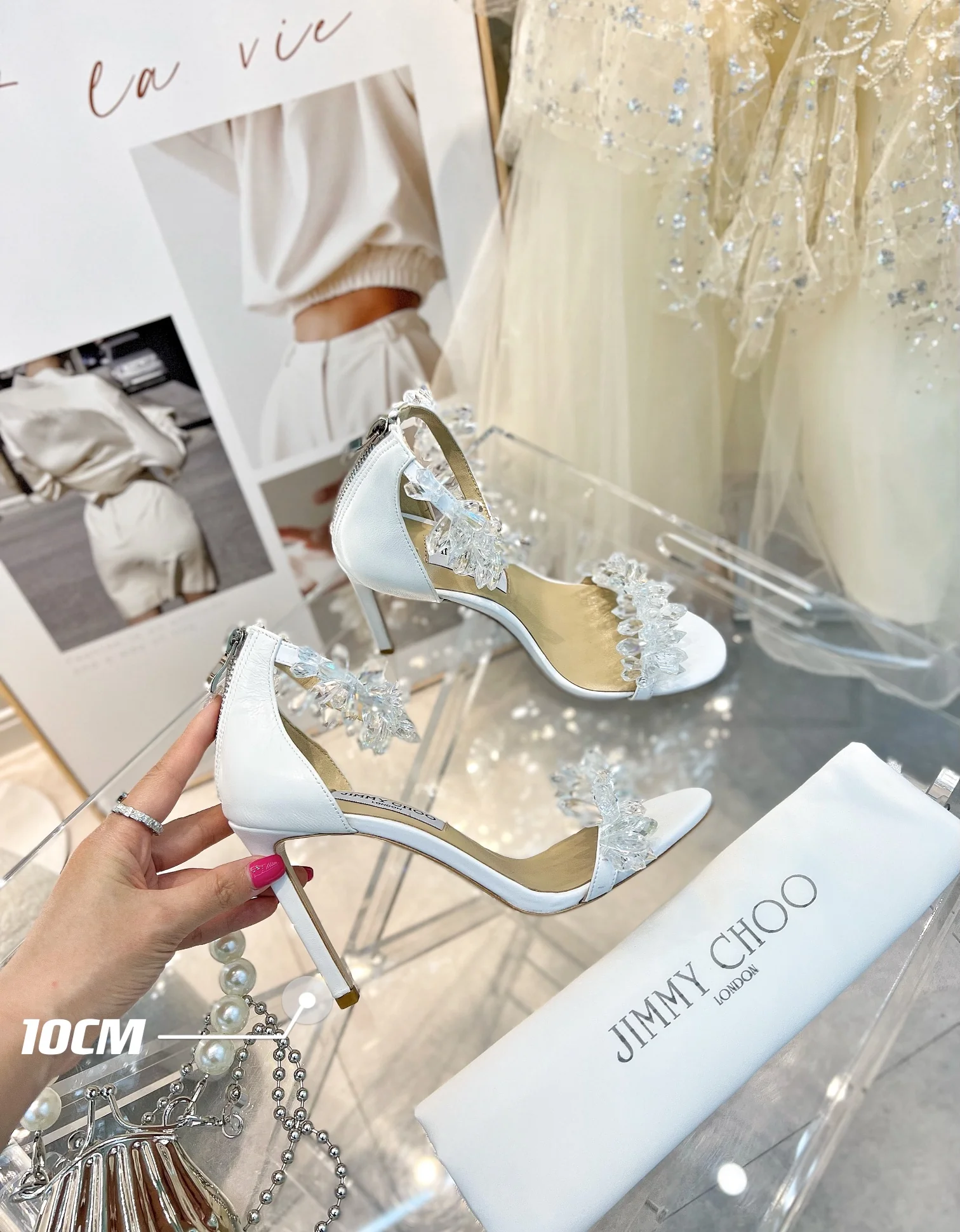 Джимми - Туфли на каблуках из овечьей кожи с кристаллами