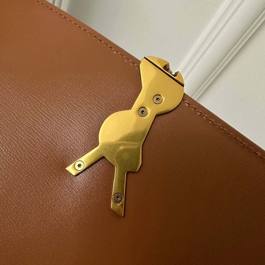 Сумка YSL Box Saint Laurent Tofu Bag - Большая - Хлопок, лен, бежевый