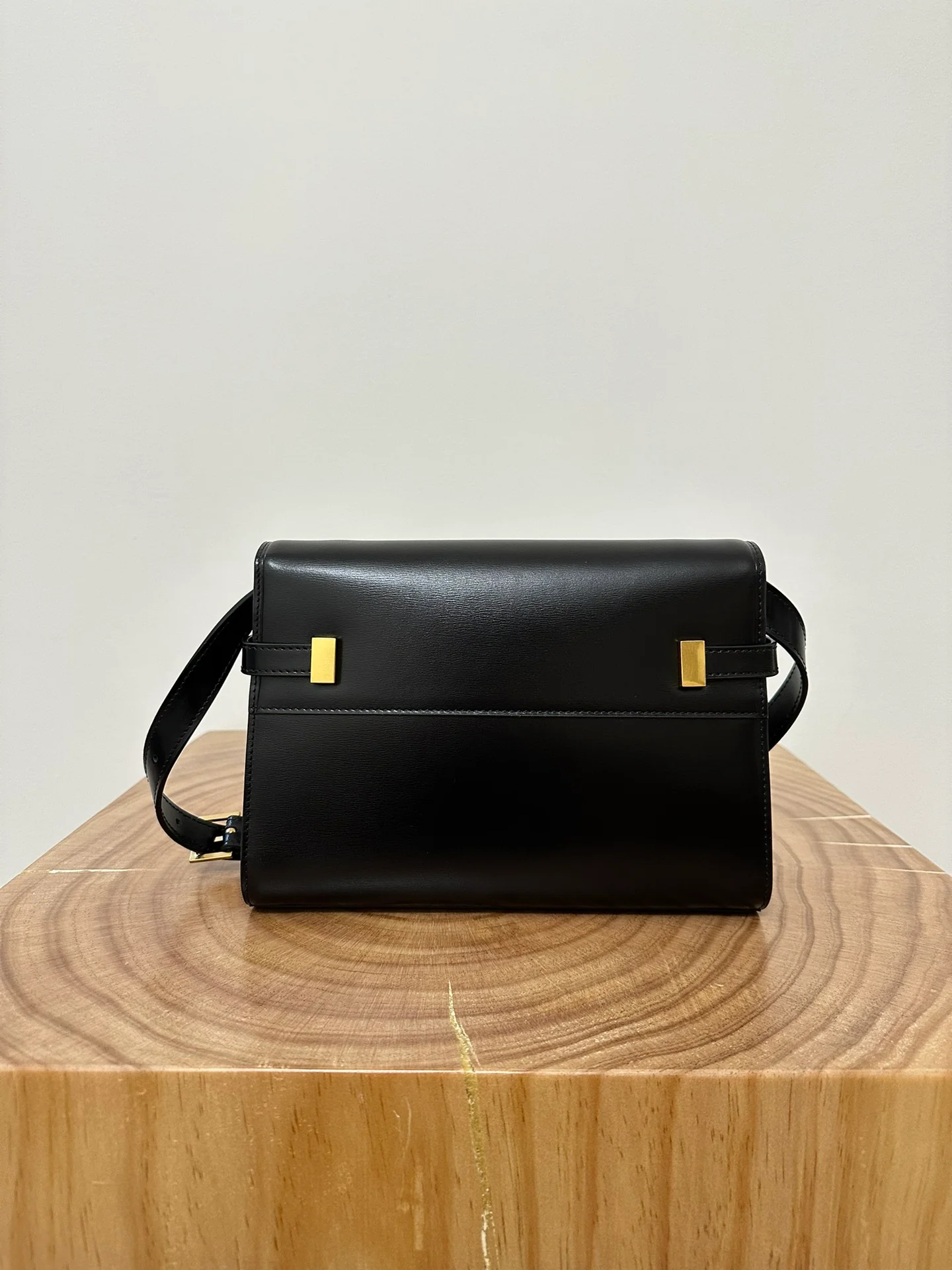 YSL Manhattan Toothpick Texture Small Black with Gold buckler