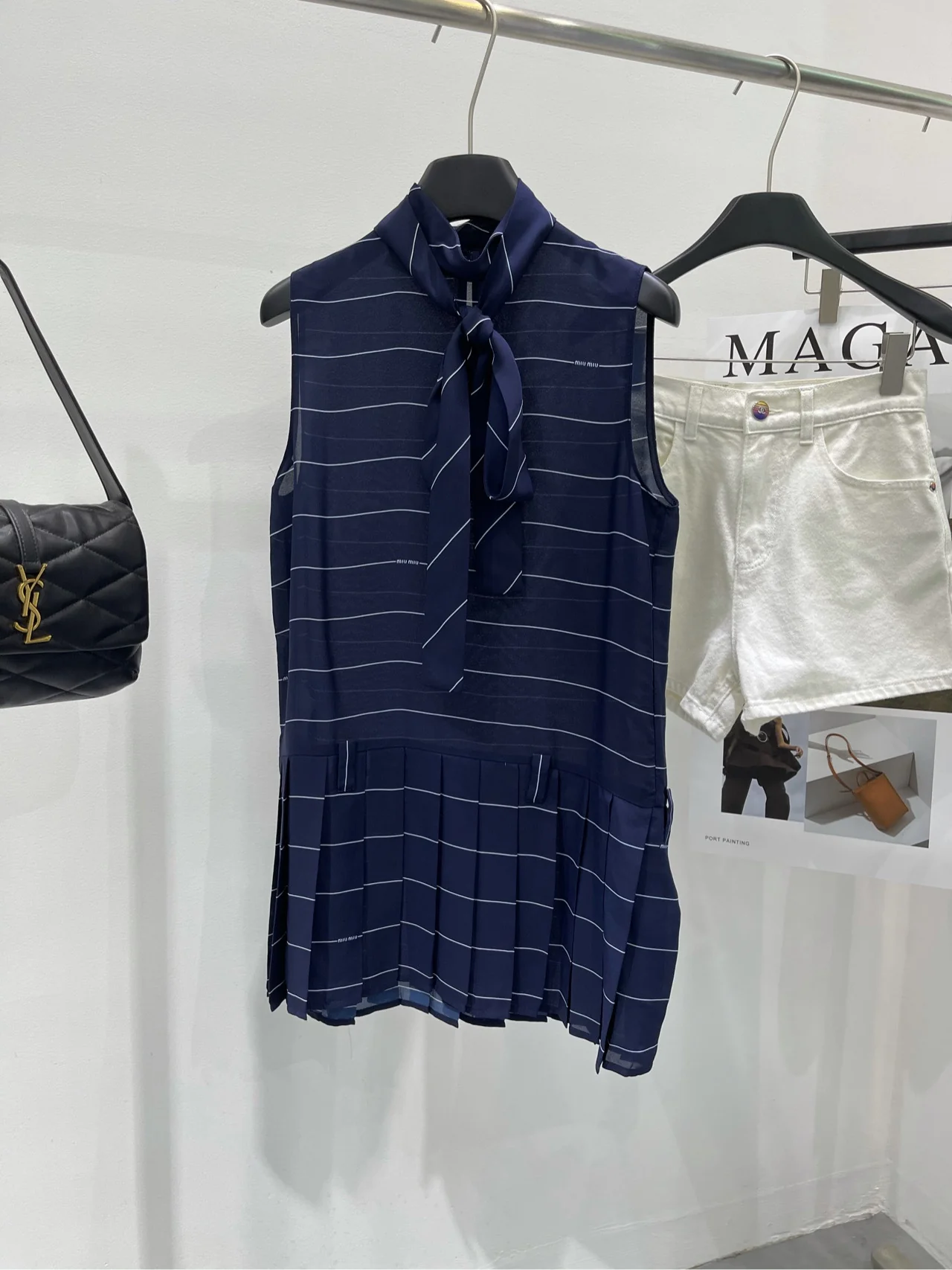 Miu Miu - 2404 - Платье-жилет без рукавов в тонкую полоску темно-синего цвета