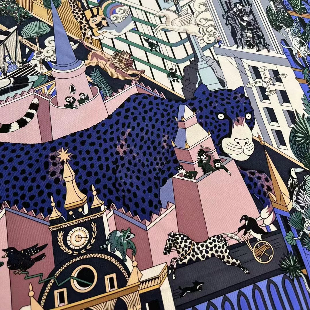 Hermes - Шёлковый шарф ?Зверополис? 90 см