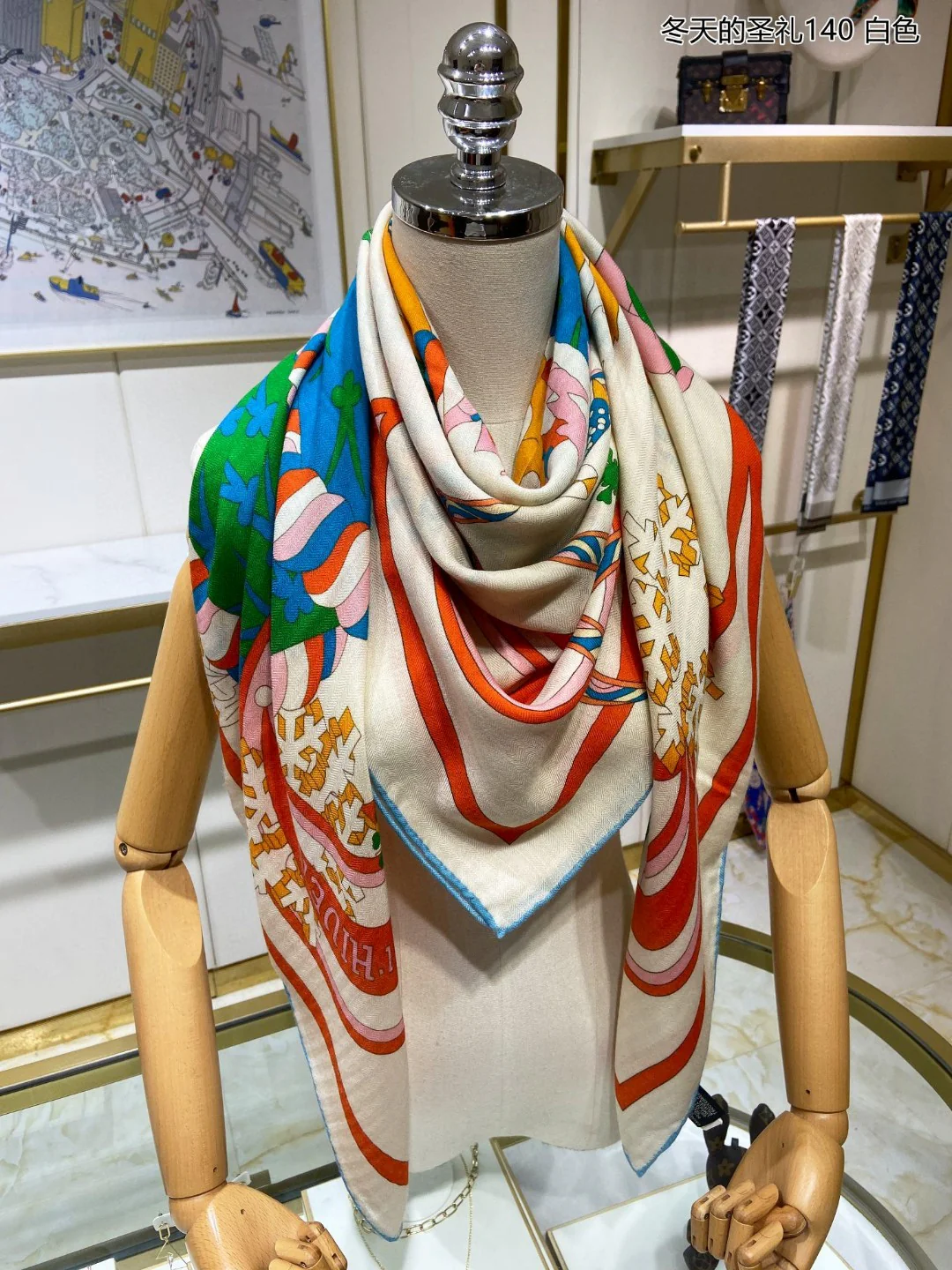 Кашемировый шарф Hermes 140 см