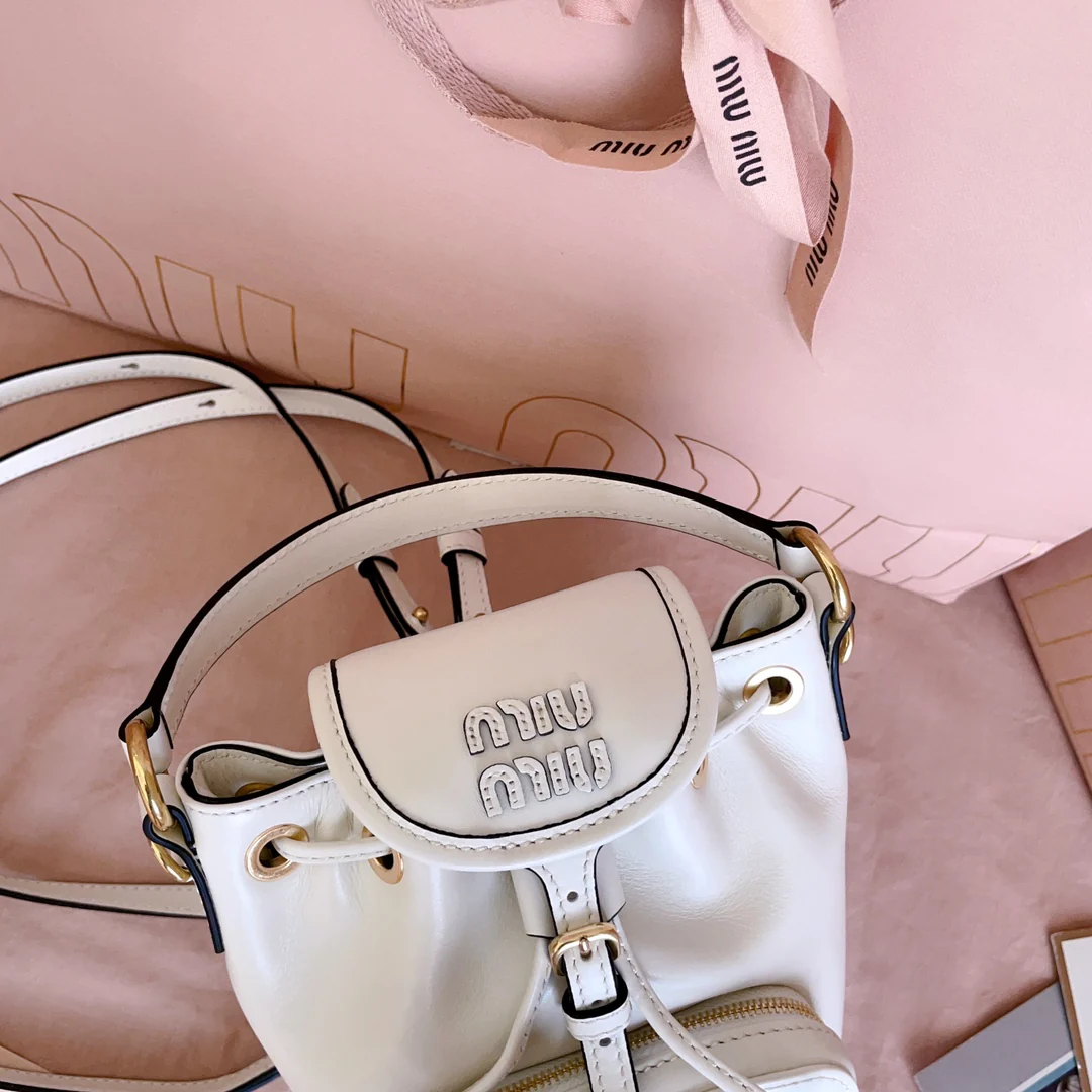 Рюкзак Miu Miu-5bz045 в стиле ?преппи?, мини, белый.