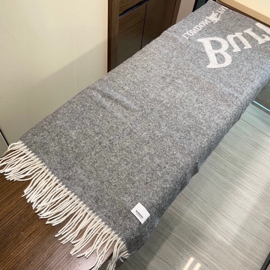 Шарф Burberry Premium из кашемира с вышивкой, 42 см (180 см) - серый