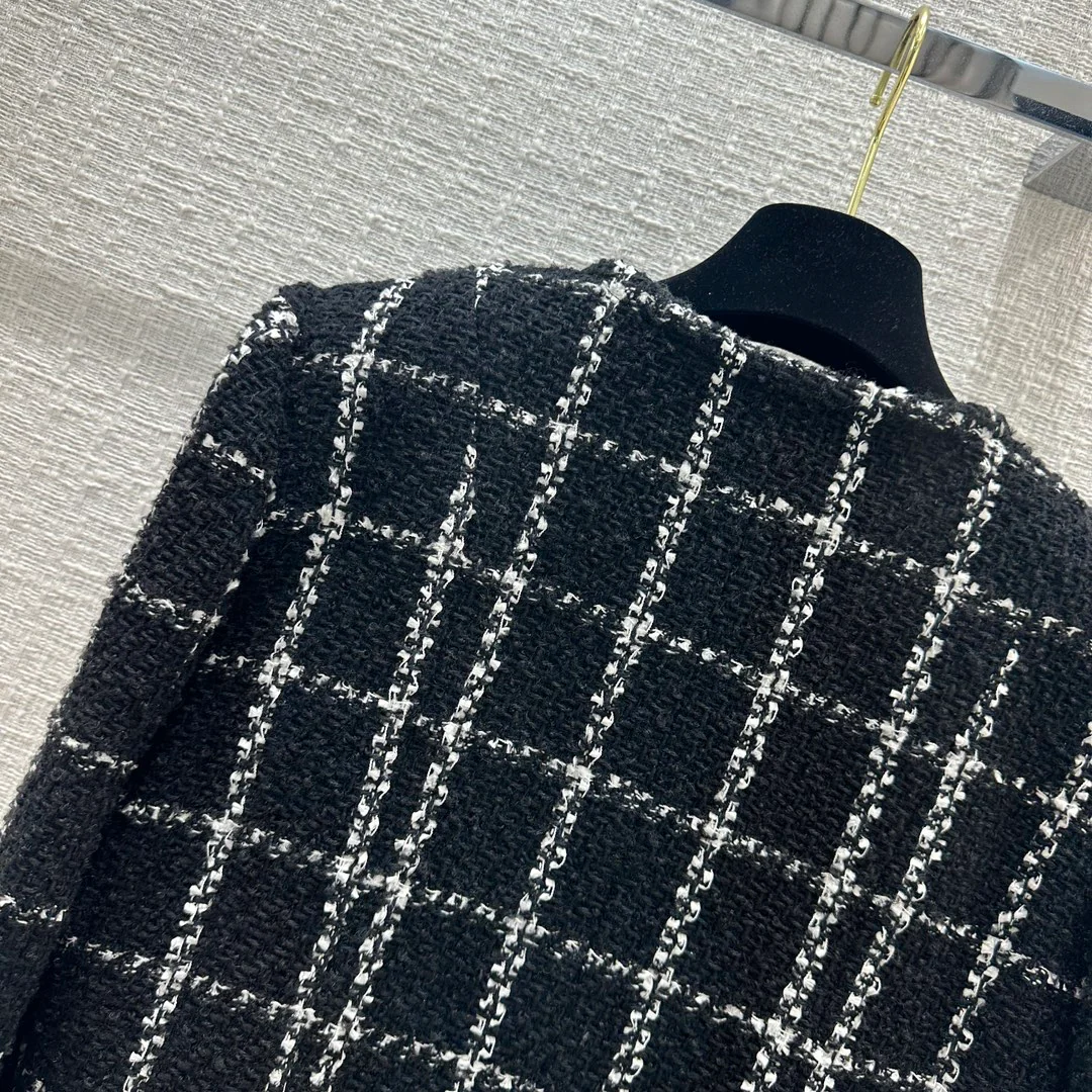 Chanel - 2403-24 Новинка ранней весны: Элитный твидовый жакет в черно-белую клетку