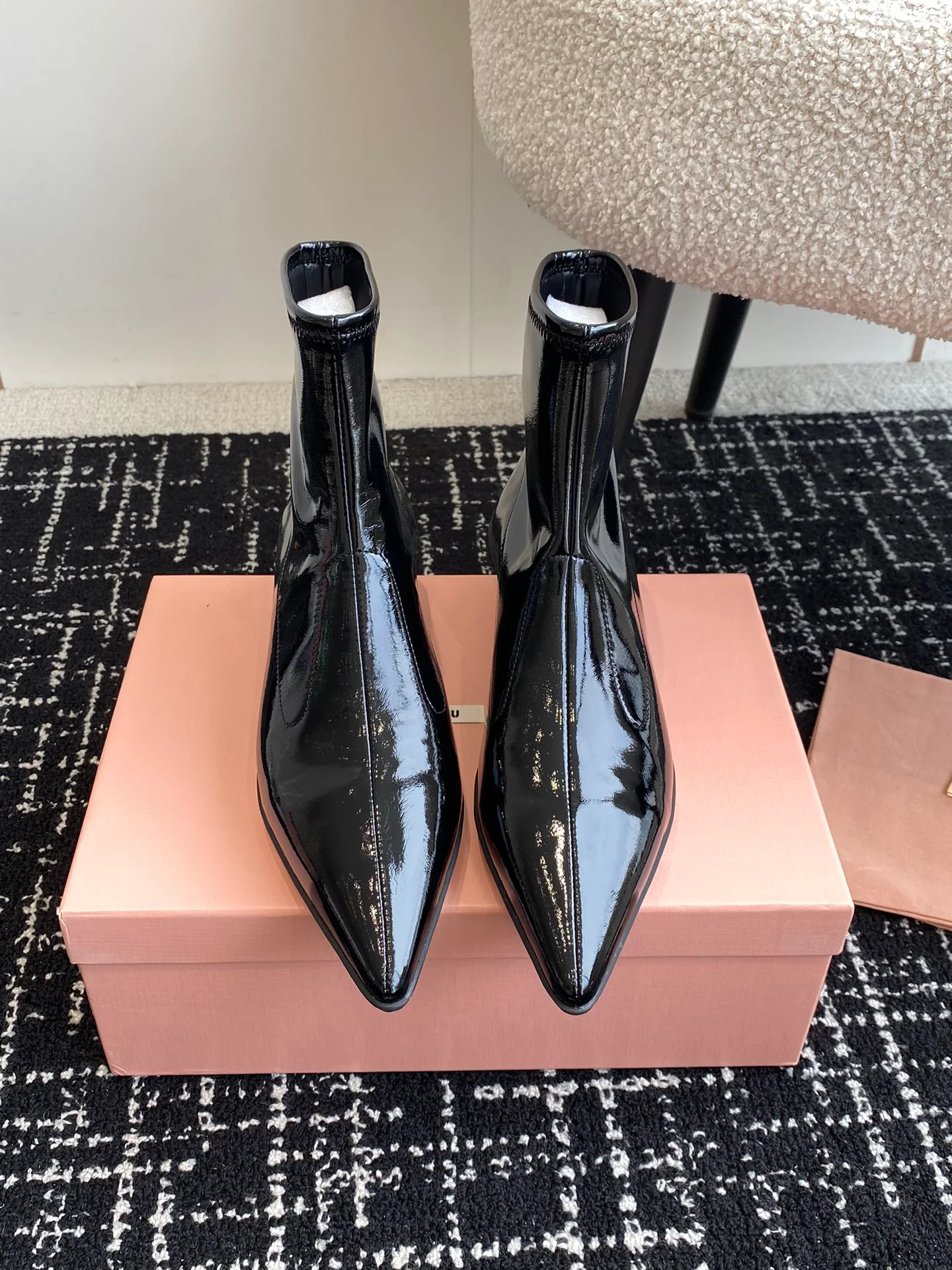 Ботильоны Miu Miu 2025 Stretch - черные